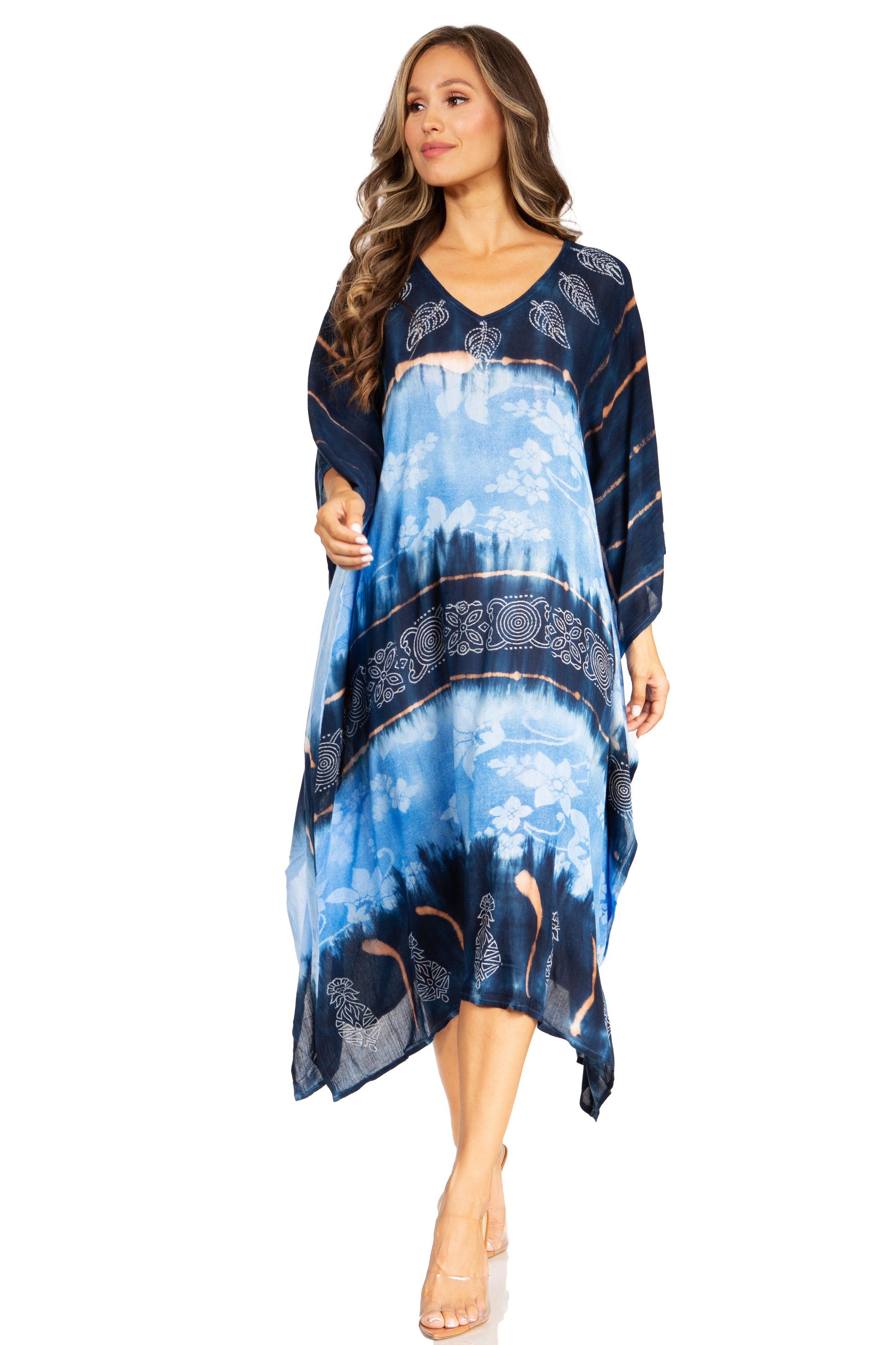 Sakkas Clementine Second Women's Tie Dye Caftan Dress/Cover Up Beach Kaftan Boho - Concordia Style Boutique