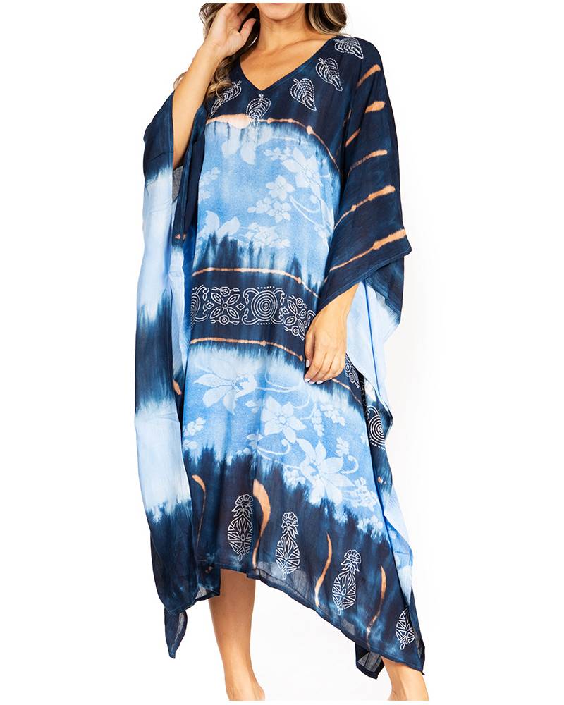 Sakkas Clementine Second Women's Tie Dye Caftan Dress/Cover Up Beach Kaftan Boho - Concordia Style Boutique