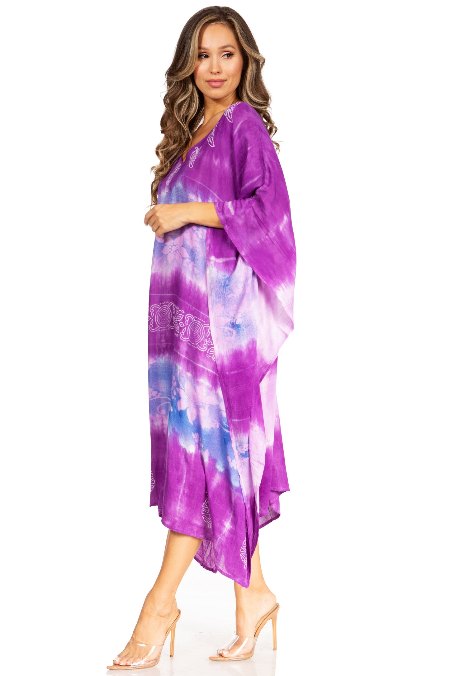 Sakkas Clementine Second Women's Tie Dye Caftan Dress/Cover Up Beach Kaftan Boho - Concordia Style Boutique