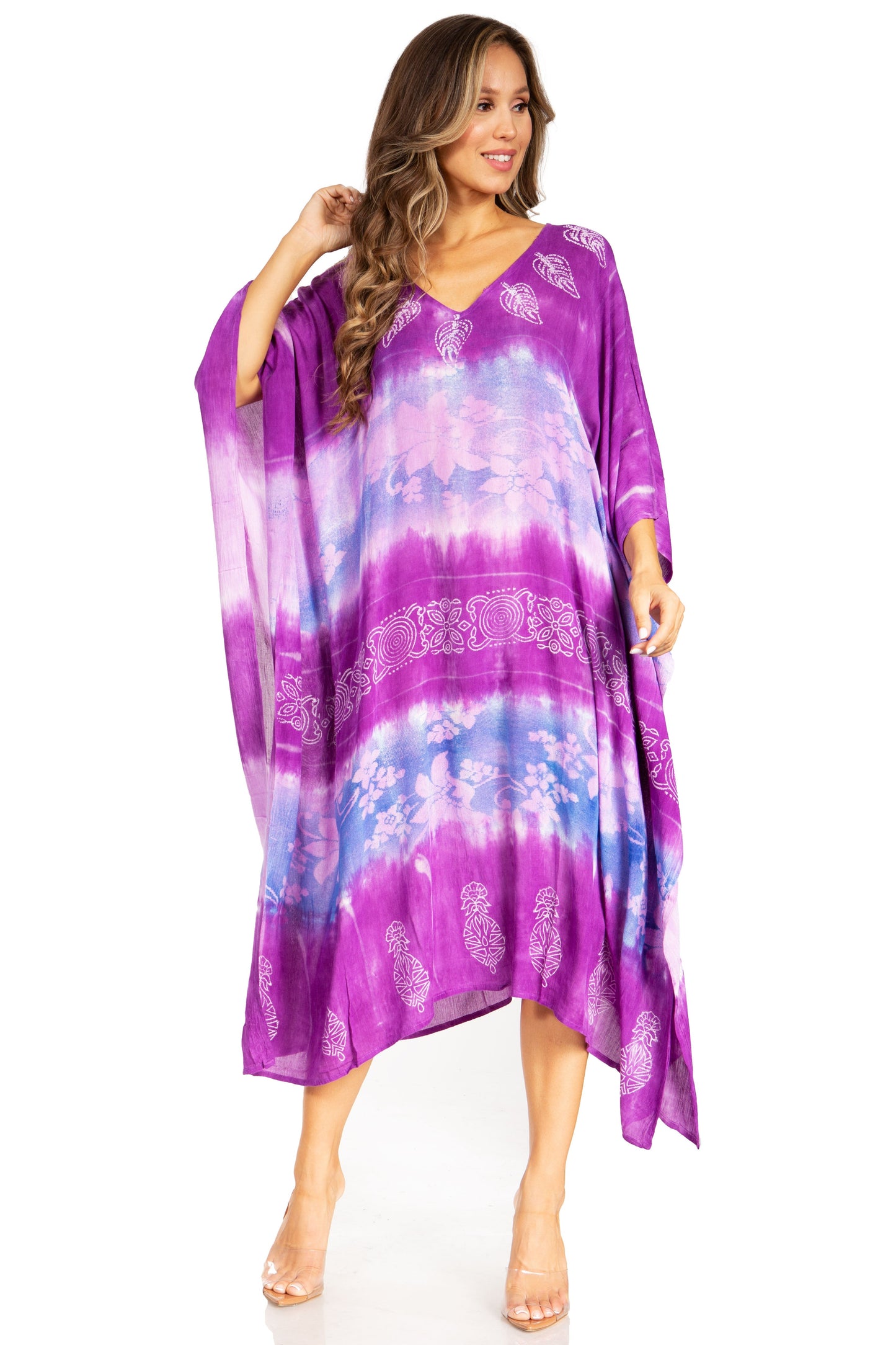 Sakkas Clementine Second Women's Tie Dye Caftan Dress/Cover Up Beach Kaftan Boho - Concordia Style Boutique