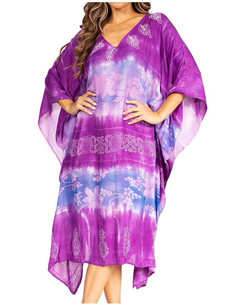 Sakkas Clementine Second Women's Tie Dye Caftan Dress/Cover Up Beach Kaftan Boho - Concordia Style Boutique