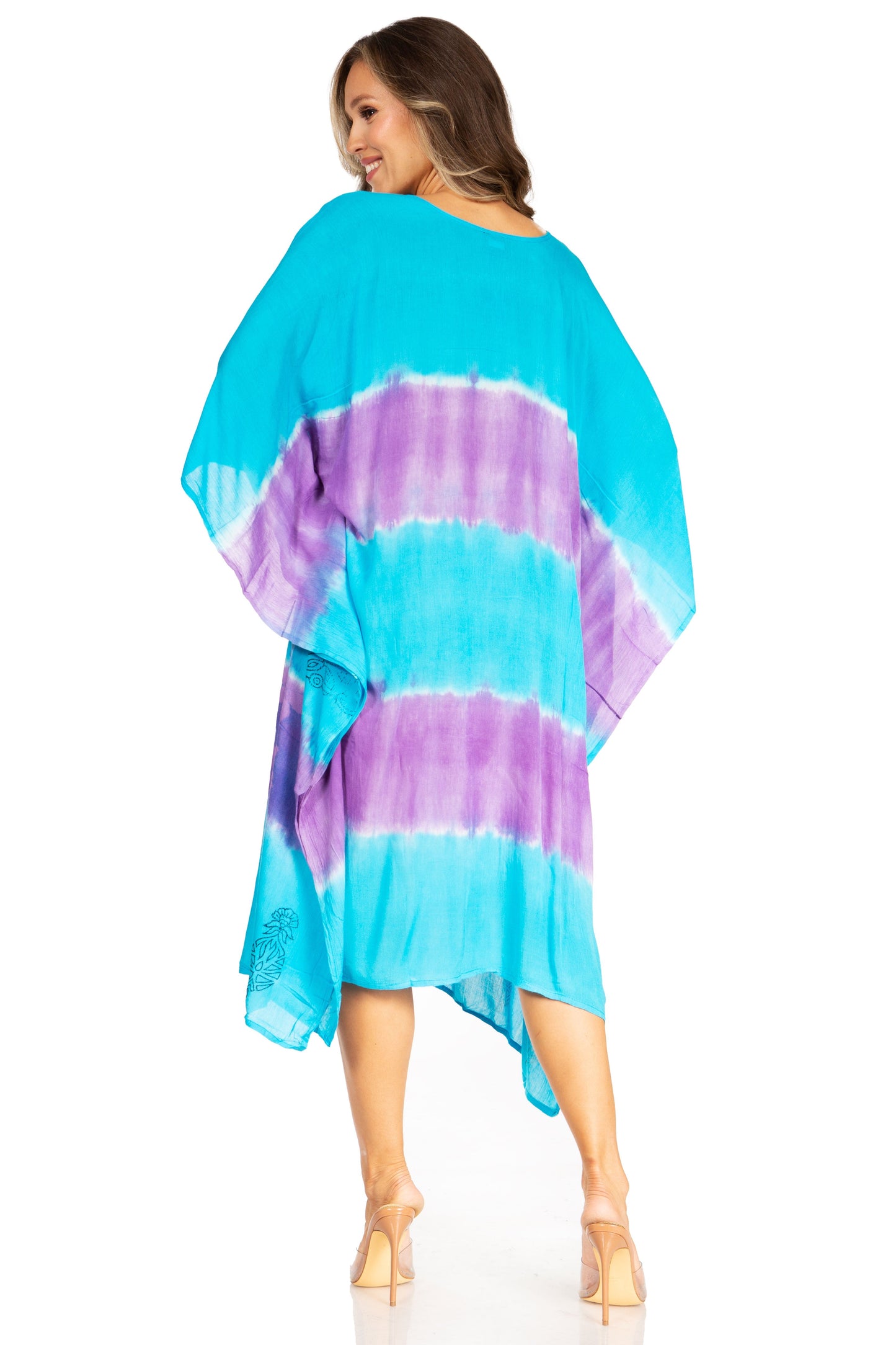 Sakkas Clementine Second Women's Tie Dye Caftan Dress/Cover Up Beach Kaftan Boho - Concordia Style Boutique