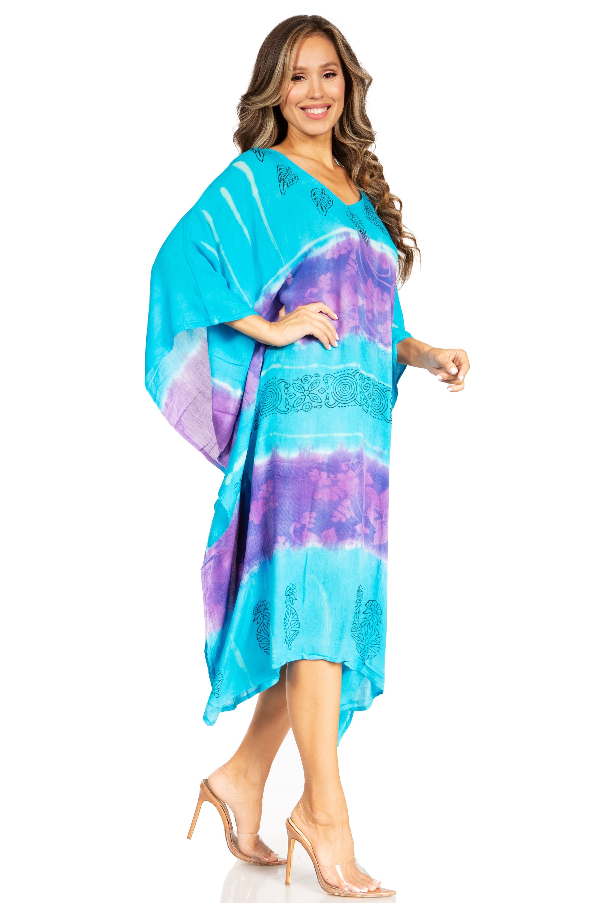 Sakkas Clementine Second Women's Tie Dye Caftan Dress/Cover Up Beach Kaftan Boho - Concordia Style Boutique