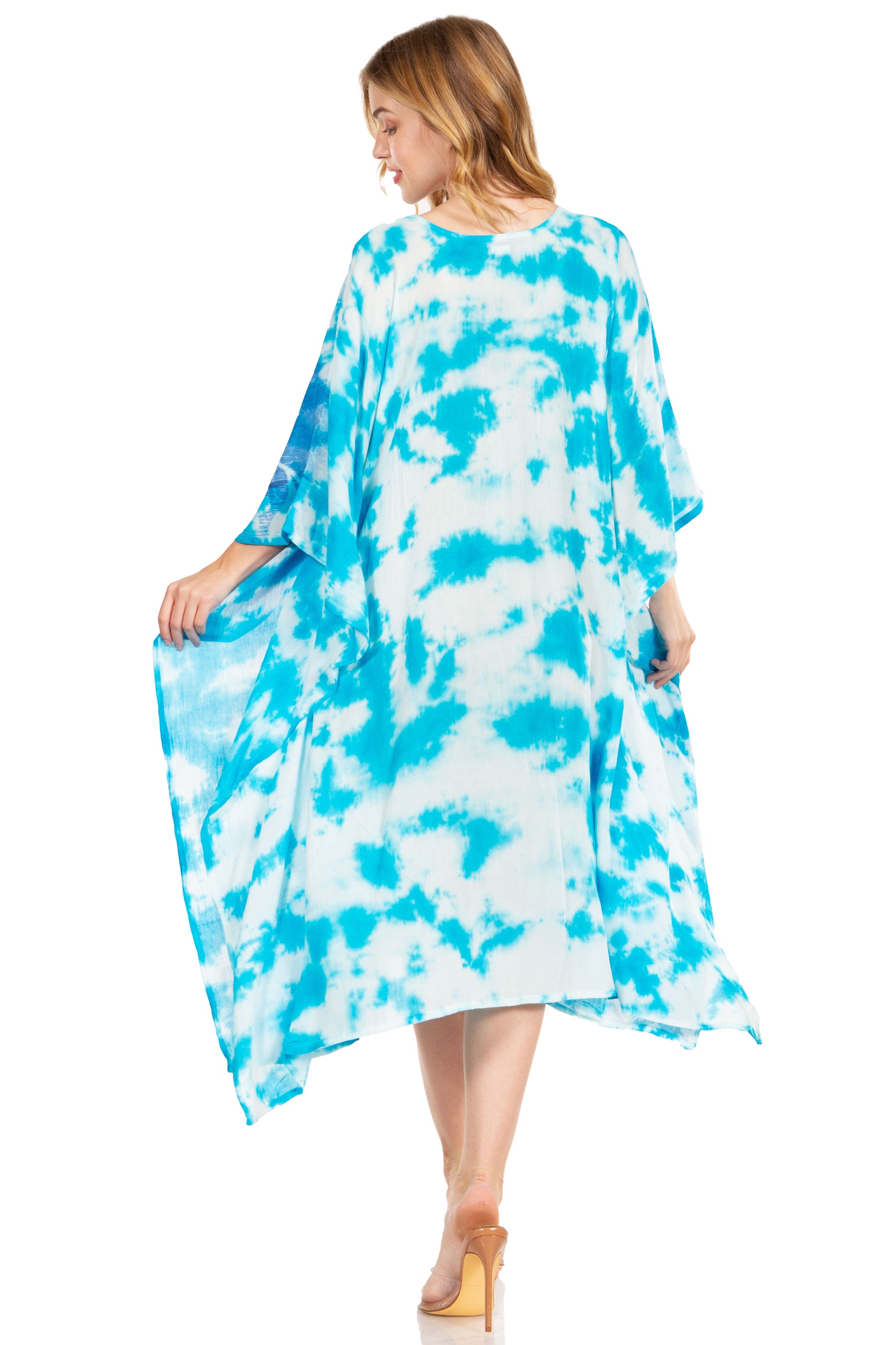 Sakkas Clementine Second Women's Tie Dye Caftan Dress/Cover Up Beach Kaftan Boho - Concordia Style Boutique