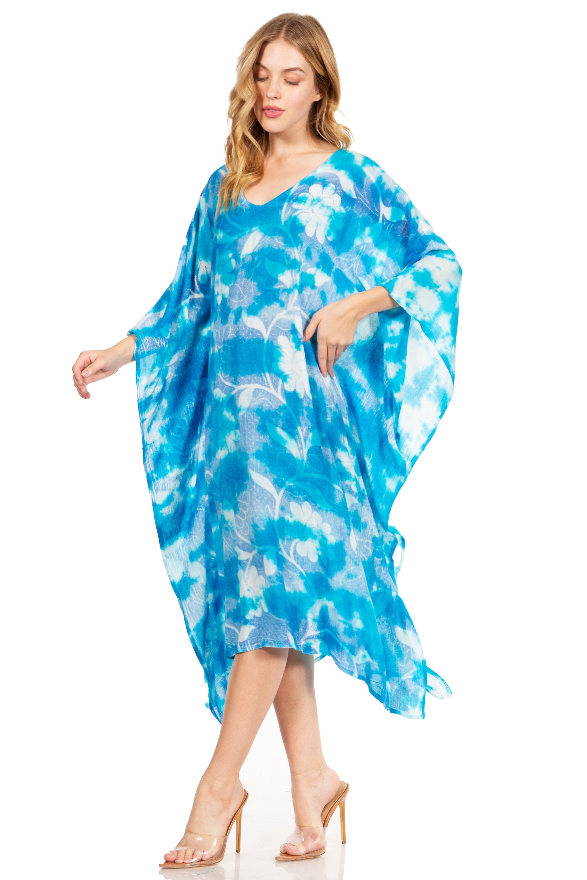 Sakkas Clementine Second Women's Tie Dye Caftan Dress/Cover Up Beach Kaftan Boho - Concordia Style Boutique
