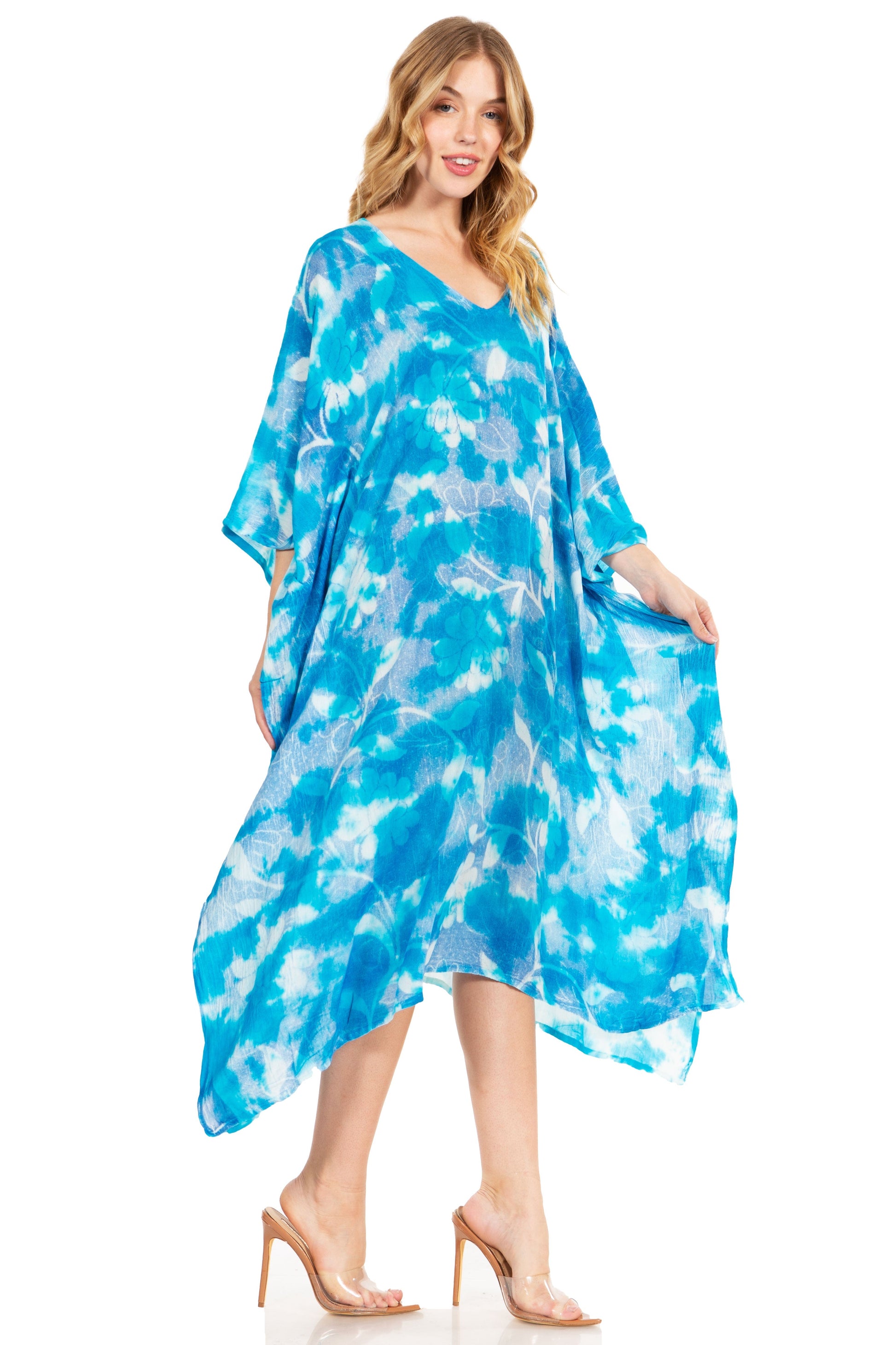 Sakkas Clementine Second Women's Tie Dye Caftan Dress/Cover Up Beach Kaftan Boho - Concordia Style Boutique