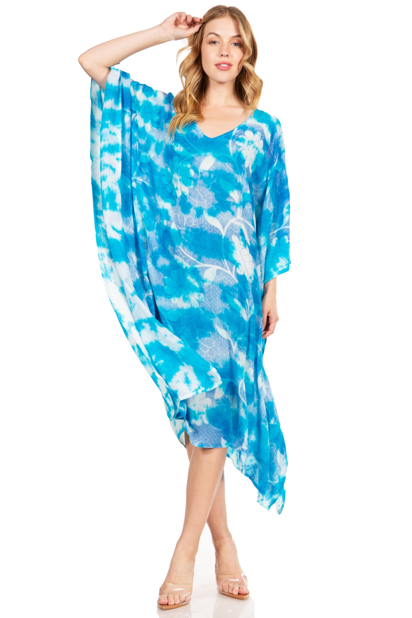 Sakkas Clementine Second Women's Tie Dye Caftan Dress/Cover Up Beach Kaftan Boho - Concordia Style Boutique