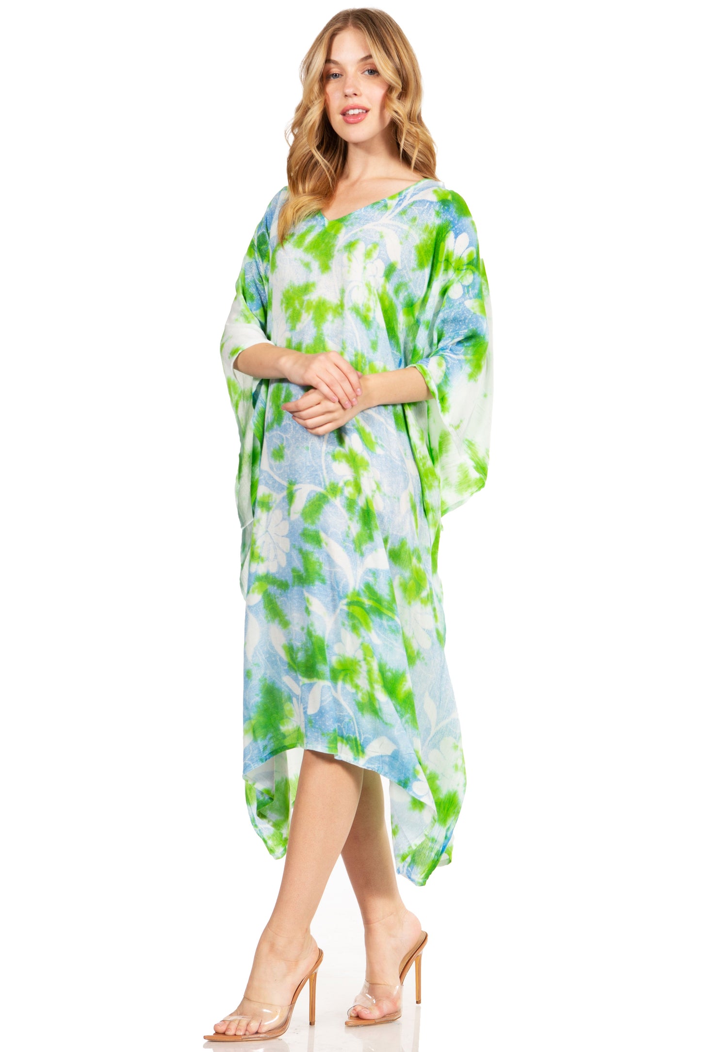 Sakkas Clementine Second Women's Tie Dye Caftan Dress/Cover Up Beach Kaftan Boho - Concordia Style Boutique