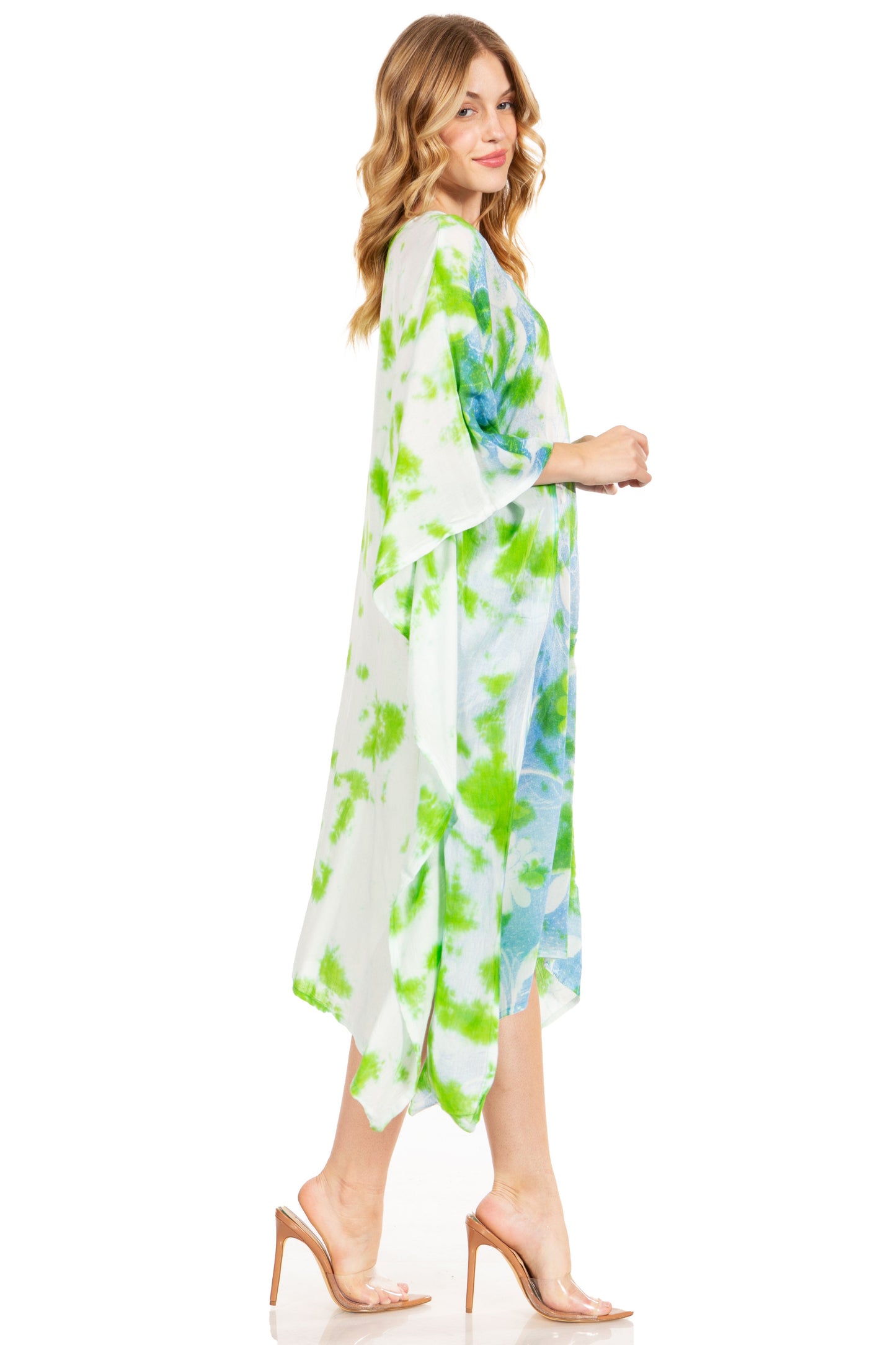 Sakkas Clementine Second Women's Tie Dye Caftan Dress/Cover Up Beach Kaftan Boho - Concordia Style Boutique