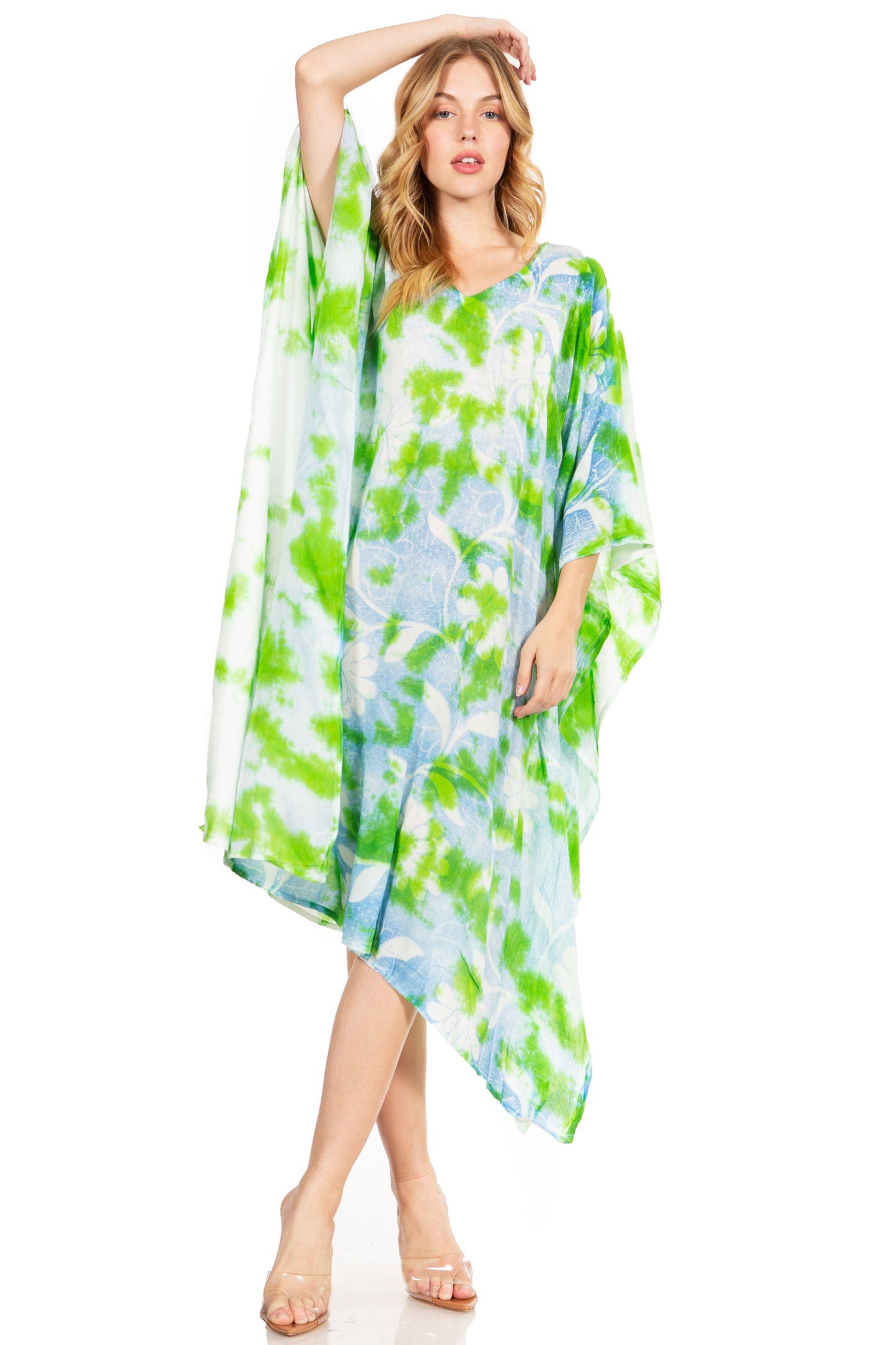 Sakkas Clementine Second Women's Tie Dye Caftan Dress/Cover Up Beach Kaftan Boho - Concordia Style Boutique