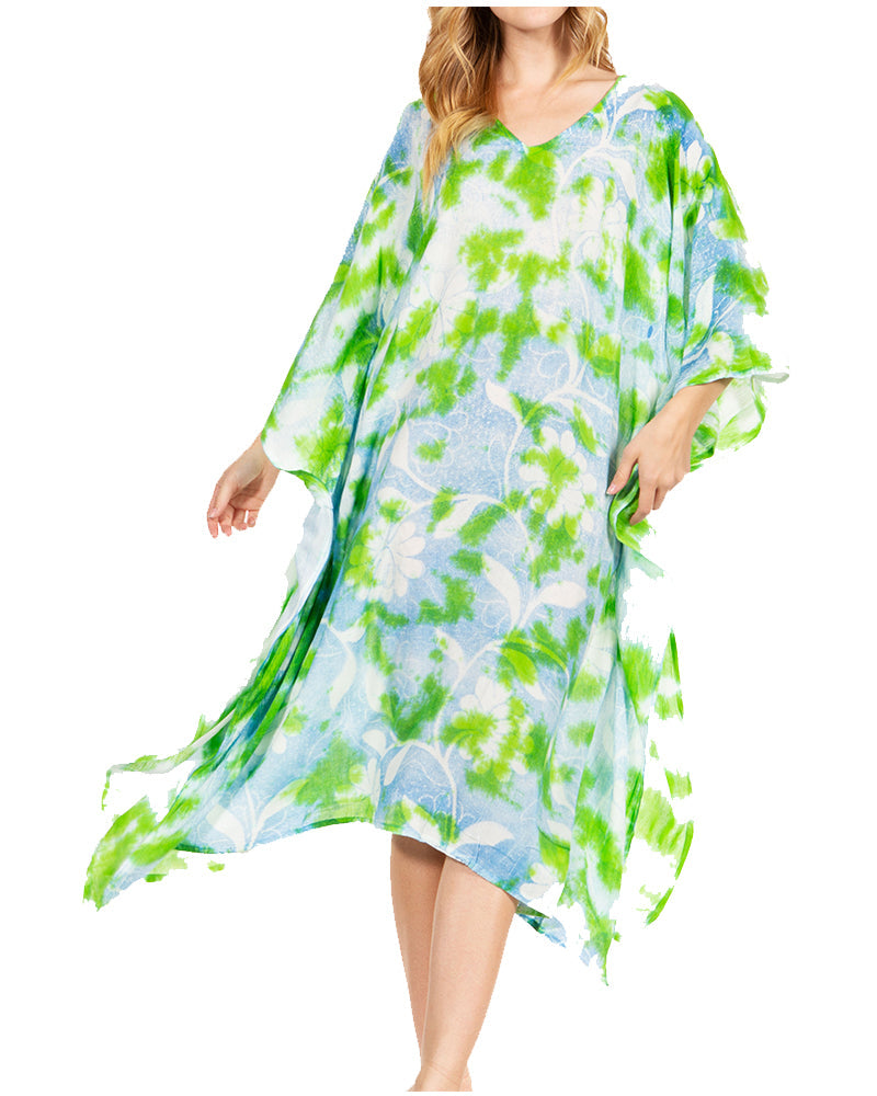 Sakkas Clementine Second Women's Tie Dye Caftan Dress/Cover Up Beach Kaftan Boho - Concordia Style Boutique