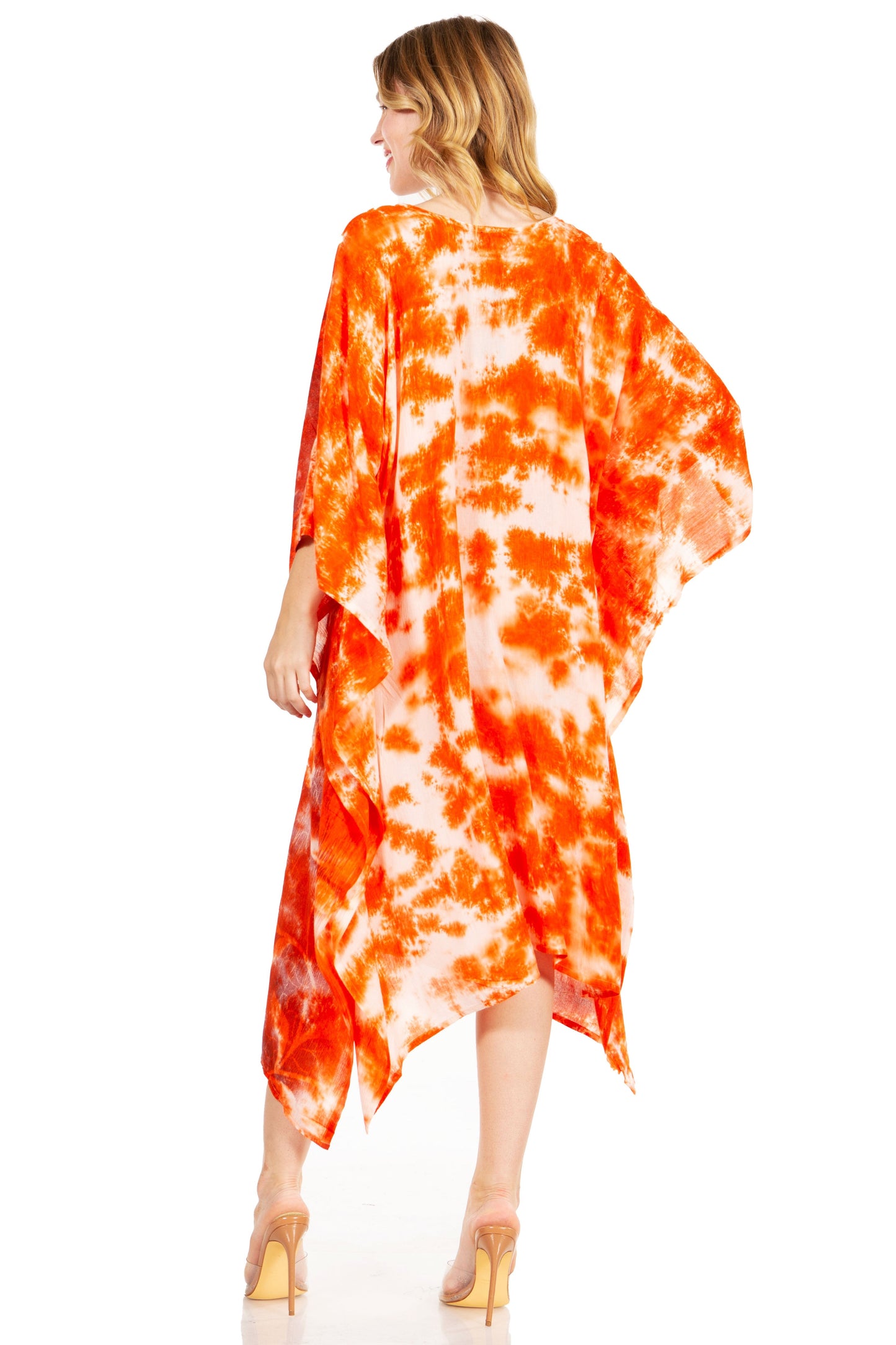 Sakkas Clementine Second Women's Tie Dye Caftan Dress/Cover Up Beach Kaftan Boho - Concordia Style Boutique