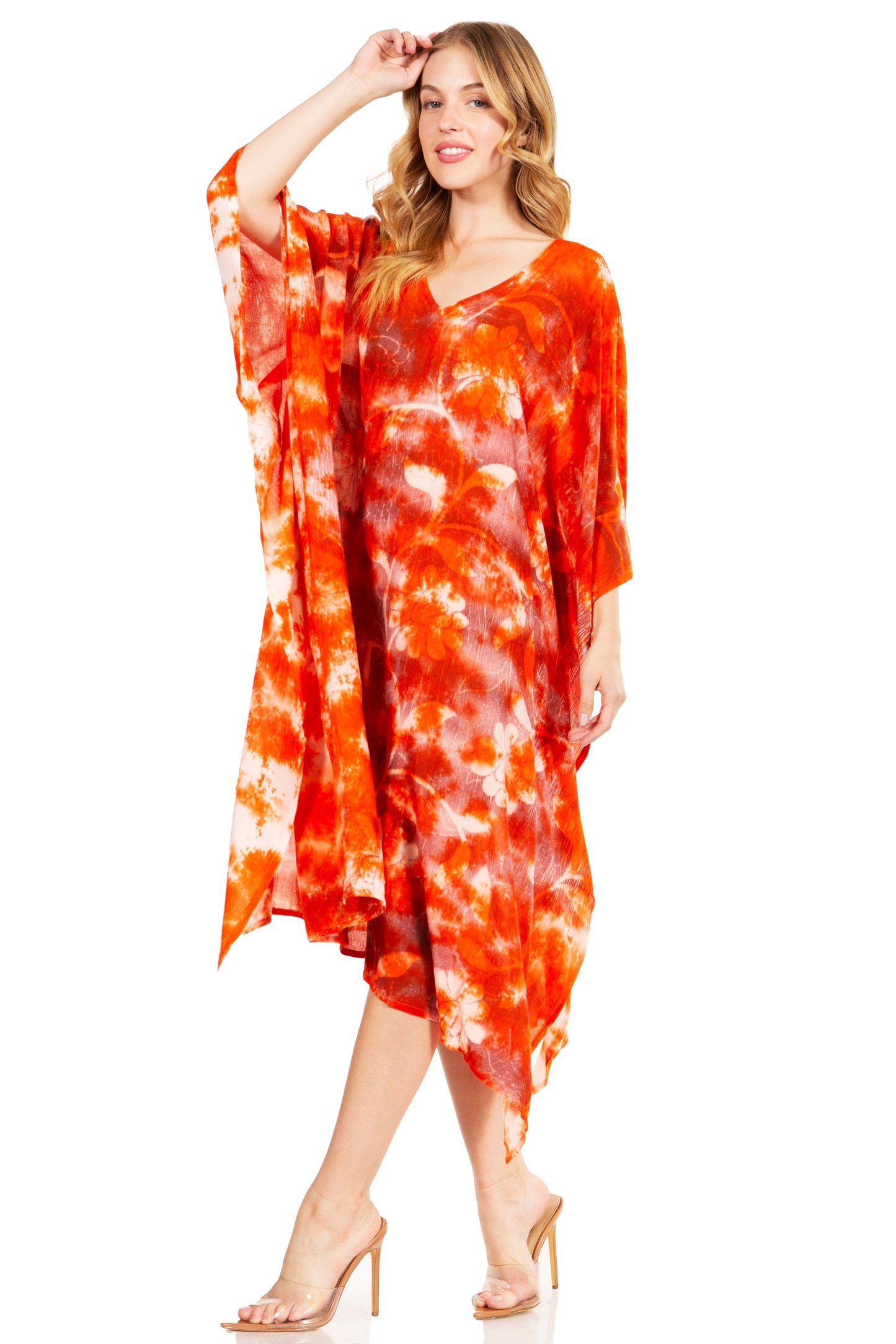 Sakkas Clementine Second Women's Tie Dye Caftan Dress/Cover Up Beach Kaftan Boho - Concordia Style Boutique