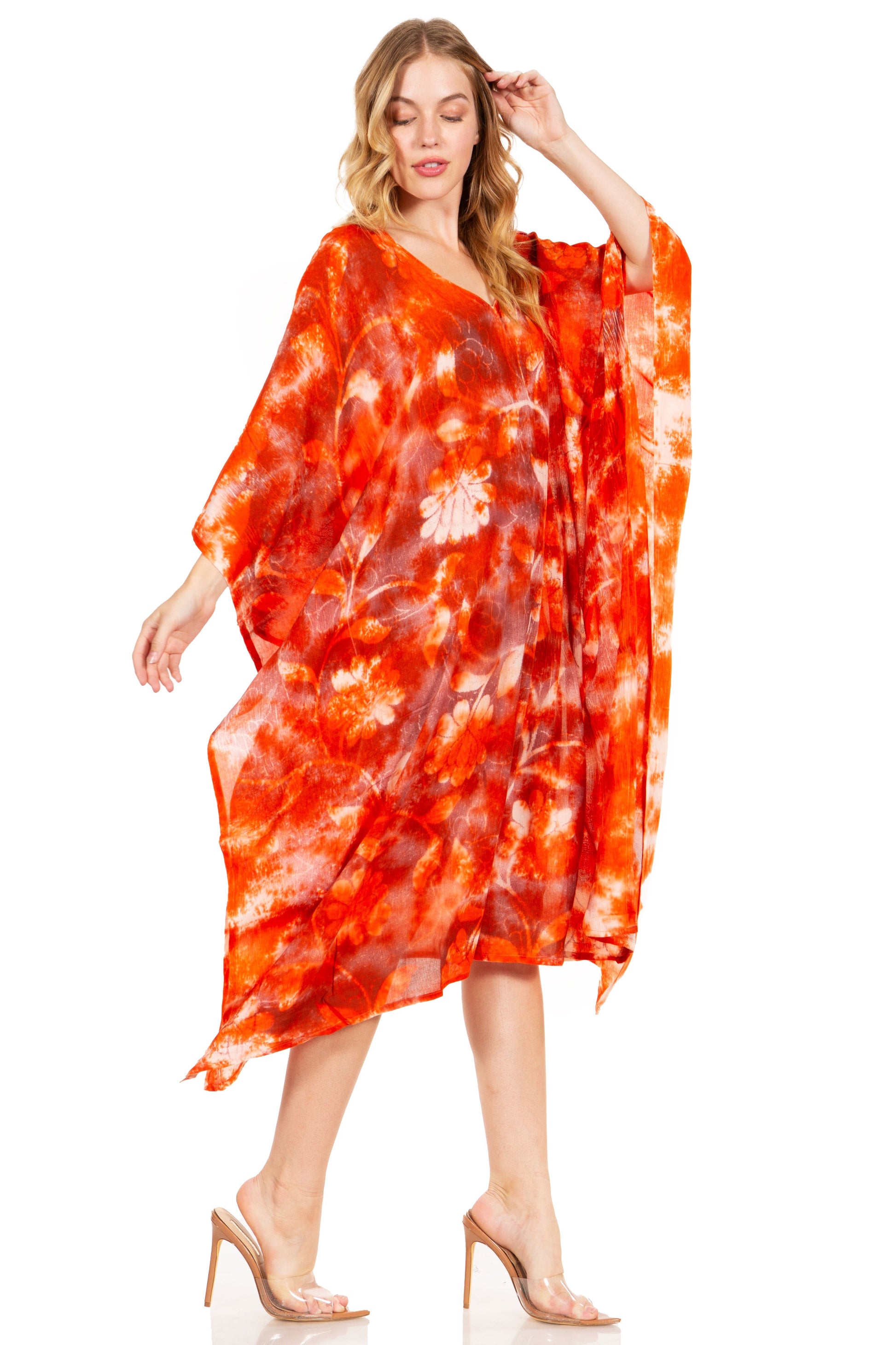 Sakkas Clementine Second Women's Tie Dye Caftan Dress/Cover Up Beach Kaftan Boho - Concordia Style Boutique