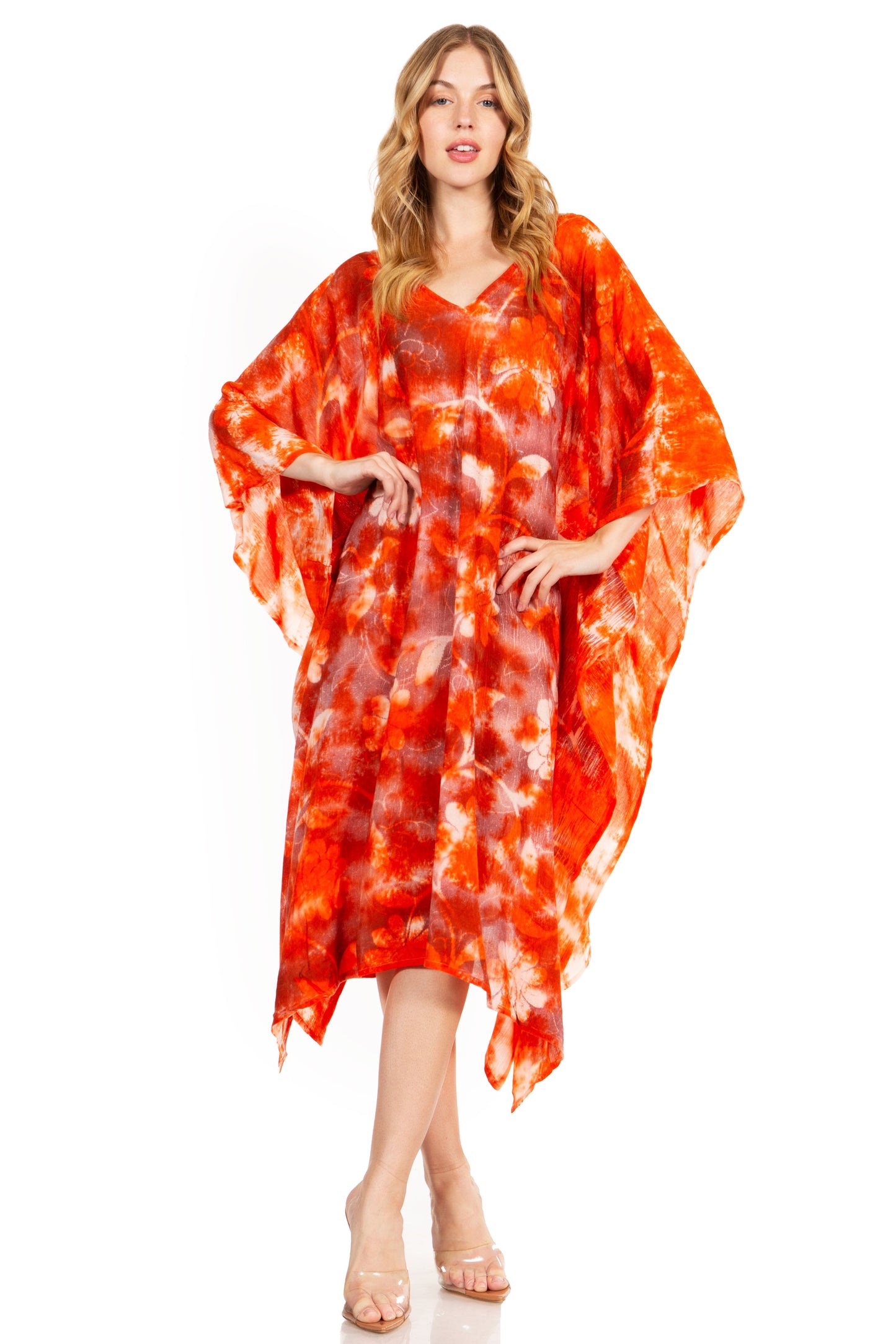 Sakkas Clementine Second Women's Tie Dye Caftan Dress/Cover Up Beach Kaftan Boho - Concordia Style Boutique