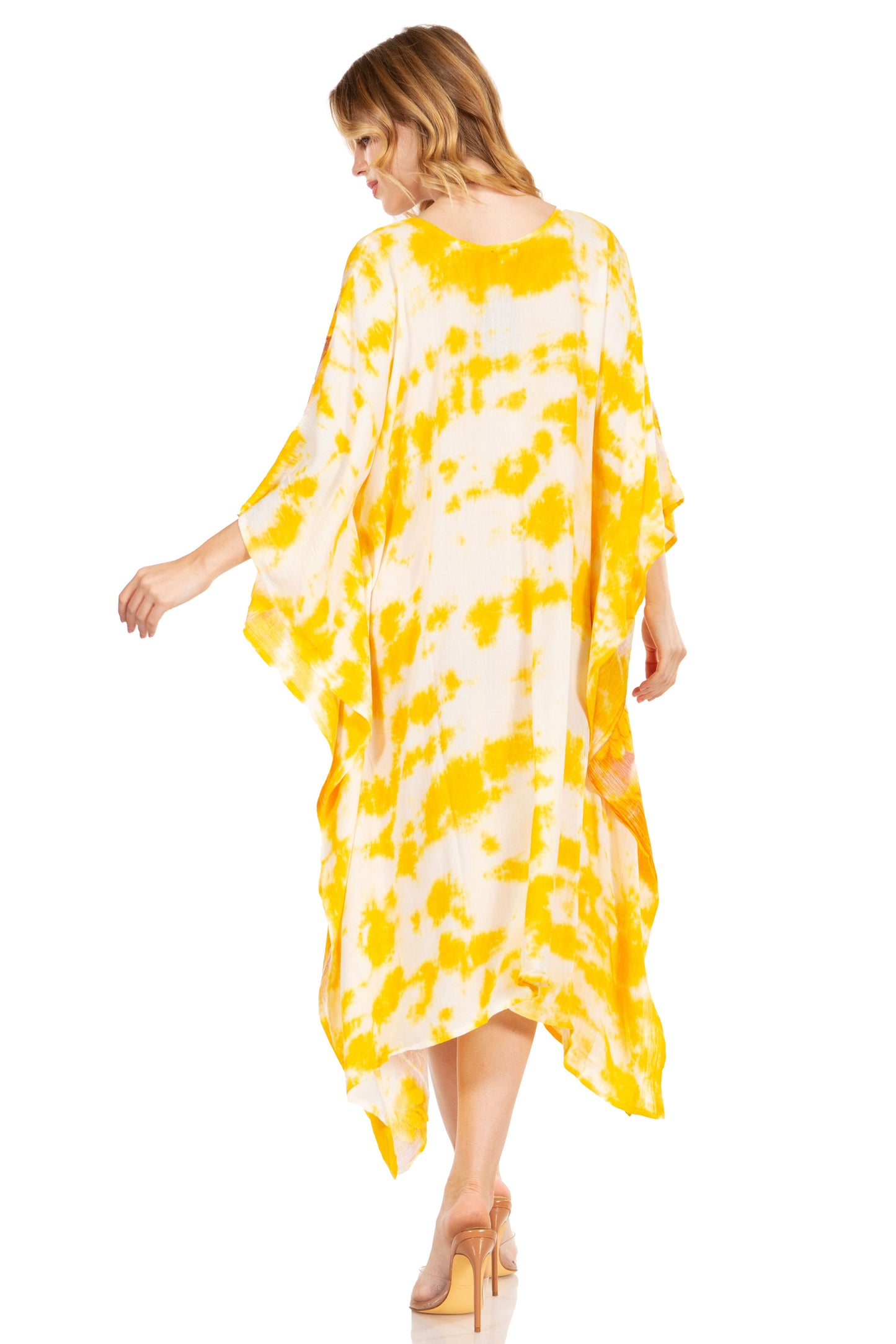 Sakkas Clementine Second Women's Tie Dye Caftan Dress/Cover Up Beach Kaftan Boho - Concordia Style Boutique