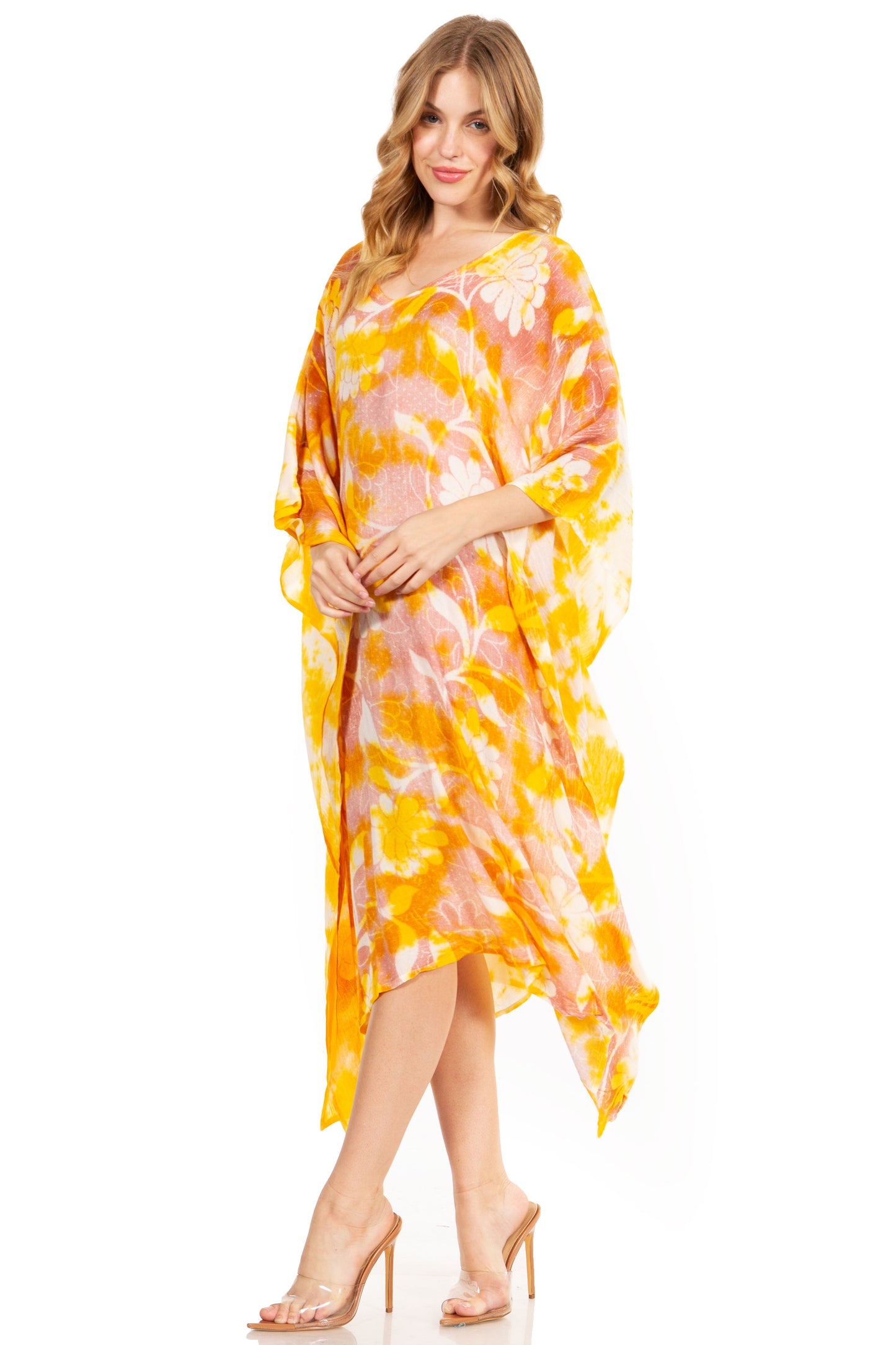 Sakkas Clementine Second Women's Tie Dye Caftan Dress/Cover Up Beach Kaftan Boho - Concordia Style Boutique