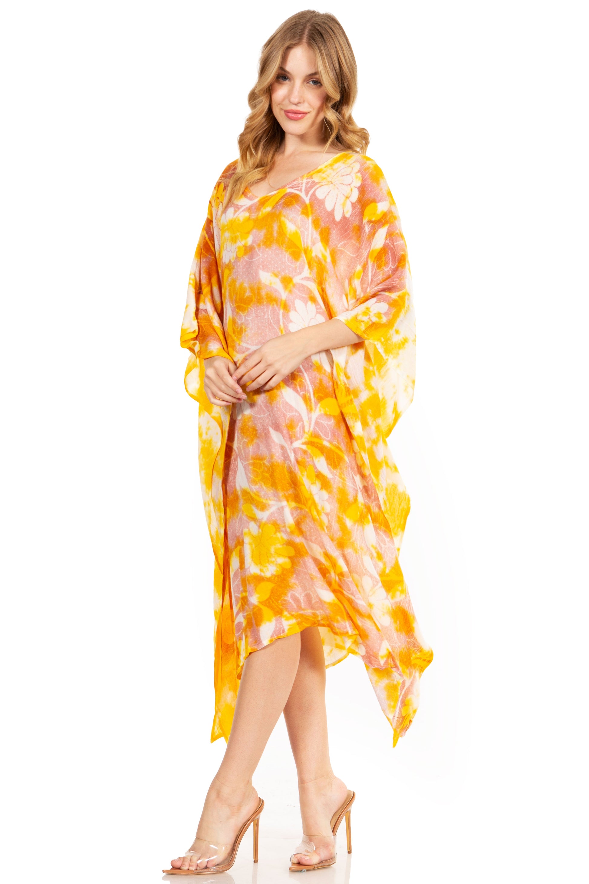Sakkas Clementine Second Women's Tie Dye Caftan Dress/Cover Up Beach Kaftan Boho - Concordia Style Boutique