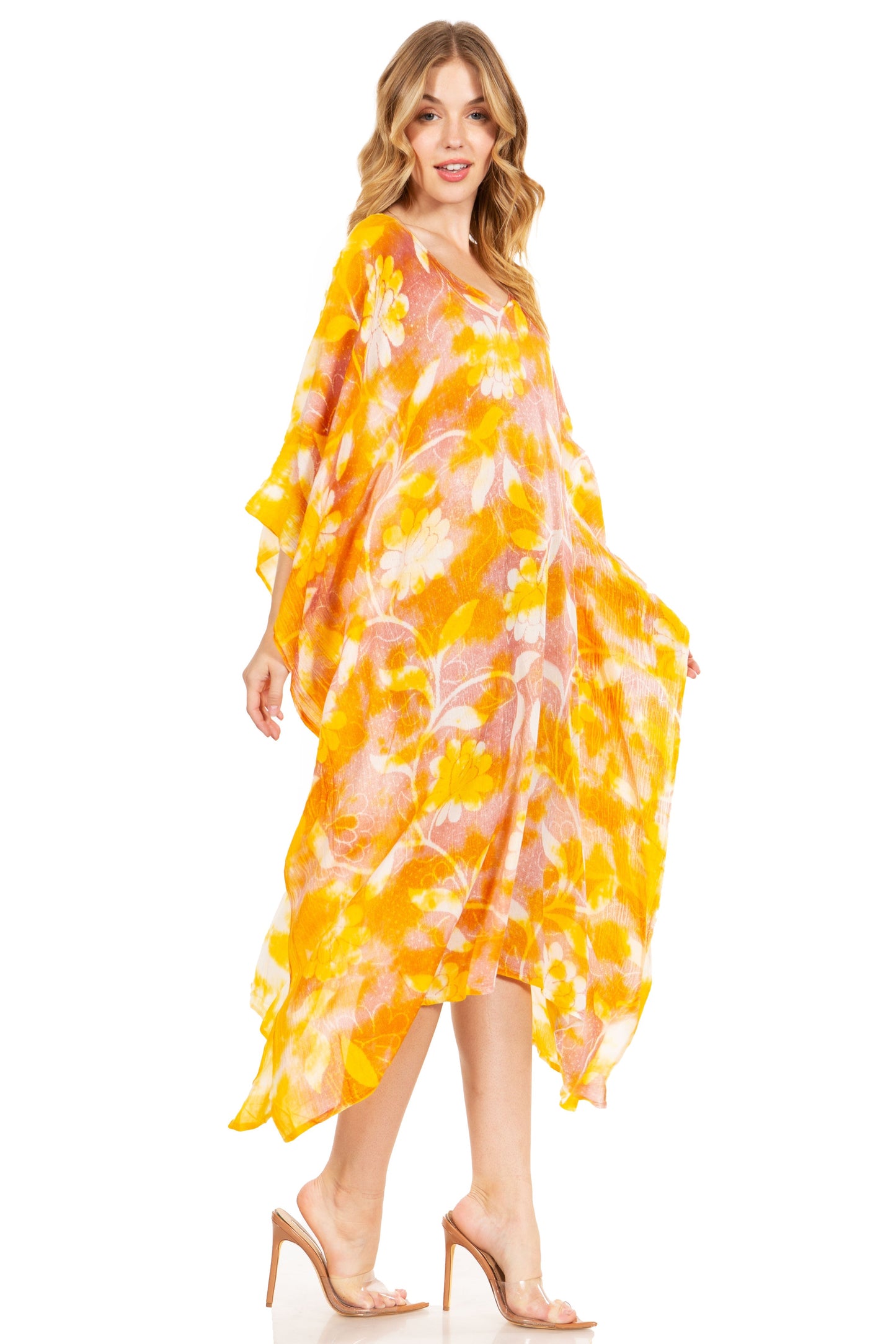 Sakkas Clementine Second Women's Tie Dye Caftan Dress/Cover Up Beach Kaftan Boho - Concordia Style Boutique