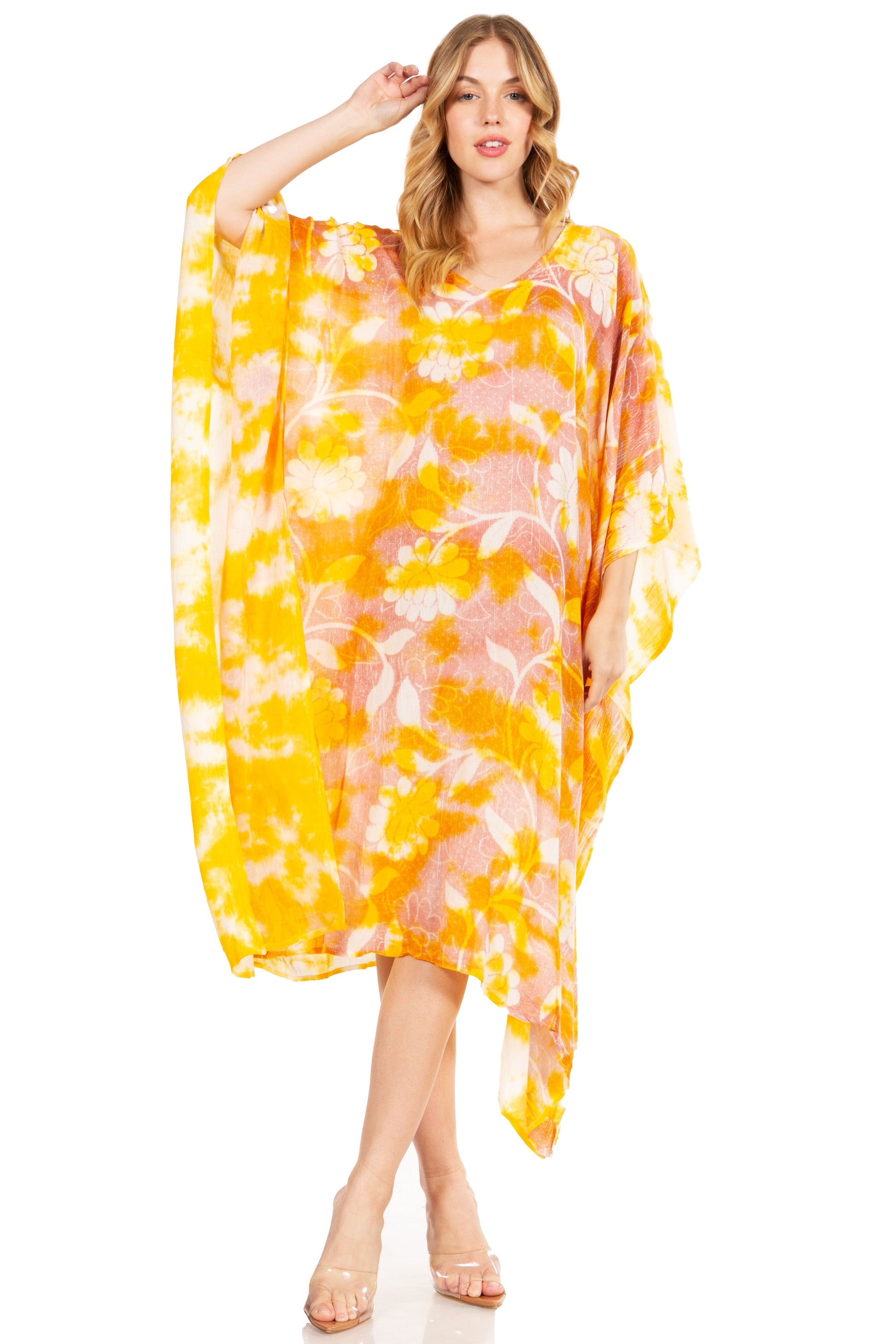 Sakkas Clementine Second Women's Tie Dye Caftan Dress/Cover Up Beach Kaftan Boho - Concordia Style Boutique