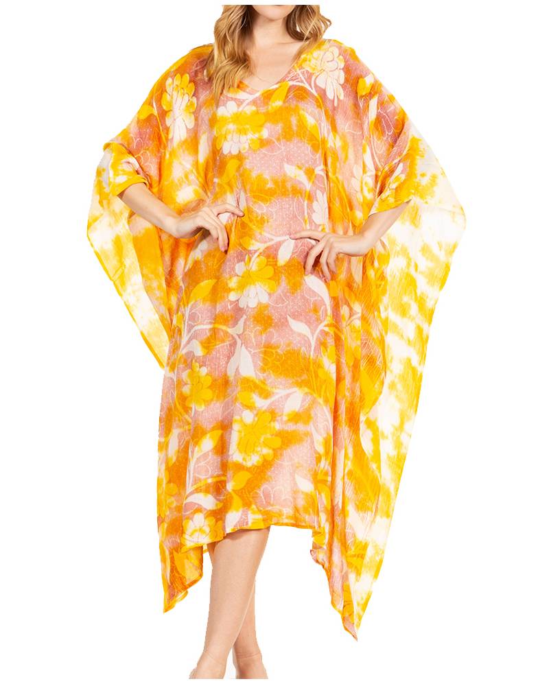 Sakkas Clementine Second Women's Tie Dye Caftan Dress/Cover Up Beach Kaftan Boho - Concordia Style Boutique