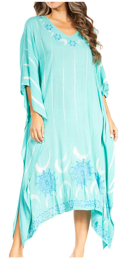 Sakkas Clementine Third Women's Tie Dye Caftan Dress/Cover Up Beach Kaftan Summer - Concordia Style Boutique