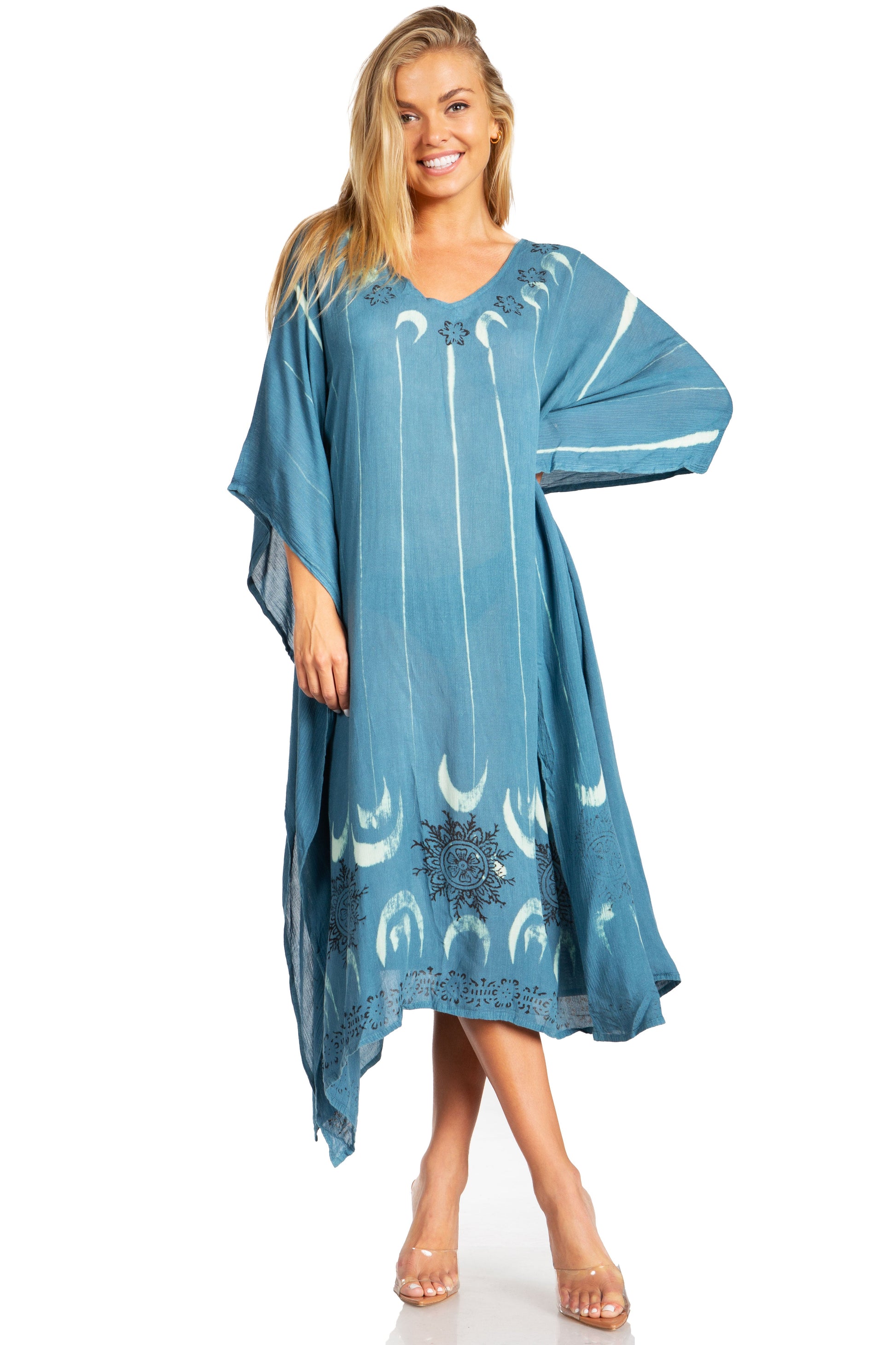 Sakkas Clementine Third Women's Tie Dye Caftan Dress/Cover Up Beach Kaftan Summer - Concordia Style Boutique