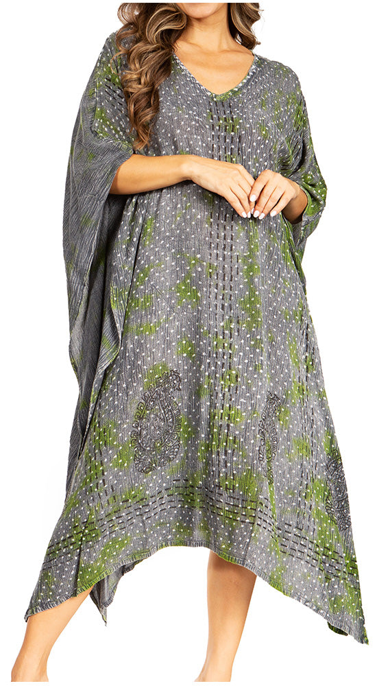 Sakkas Clementine Third Women's Tie Dye Caftan Dress/Cover Up Beach Kaftan Summer - Concordia Style Boutique