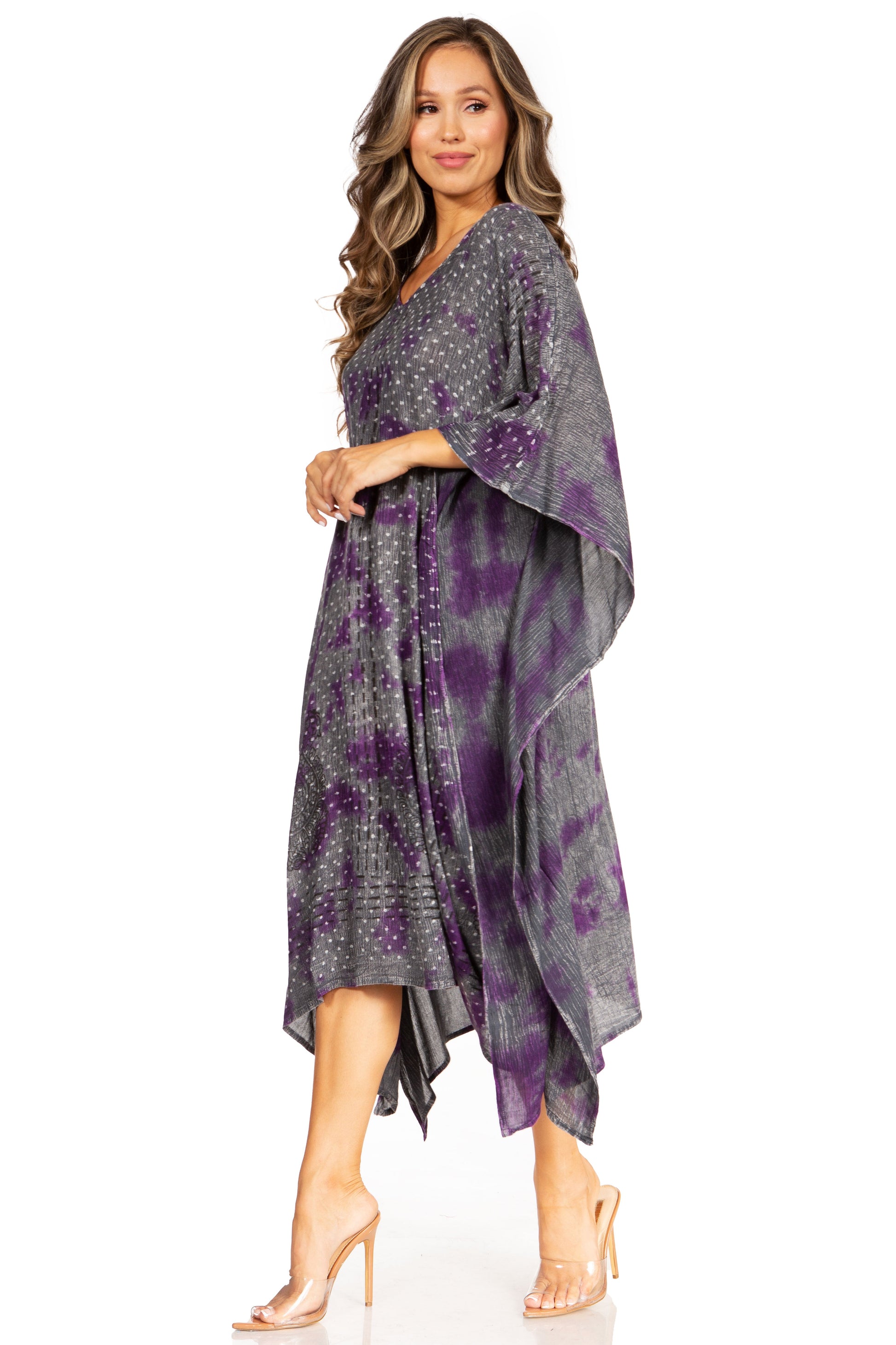 Sakkas Clementine Third Women's Tie Dye Caftan Dress/Cover Up Beach Kaftan Summer - Concordia Style Boutique
