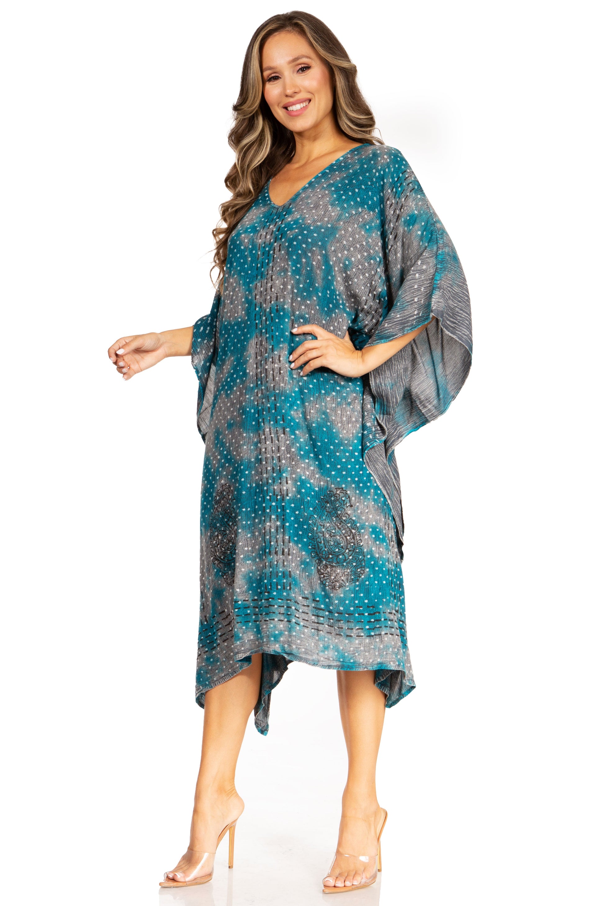 Sakkas Clementine Third Women's Tie Dye Caftan Dress/Cover Up Beach Kaftan Summer - Concordia Style Boutique