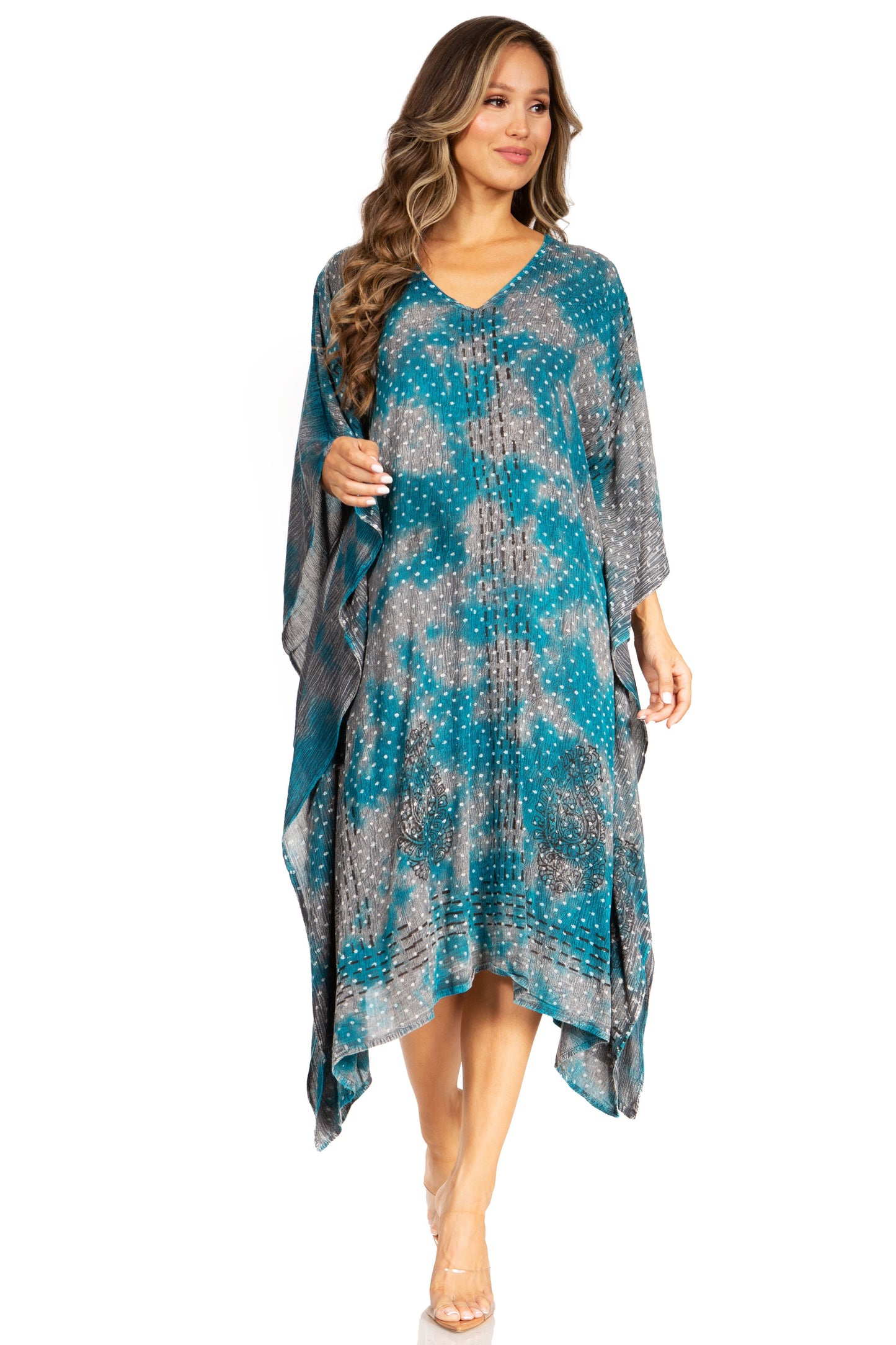 Sakkas Clementine Third Women's Tie Dye Caftan Dress/Cover Up Beach Kaftan Summer - Concordia Style Boutique