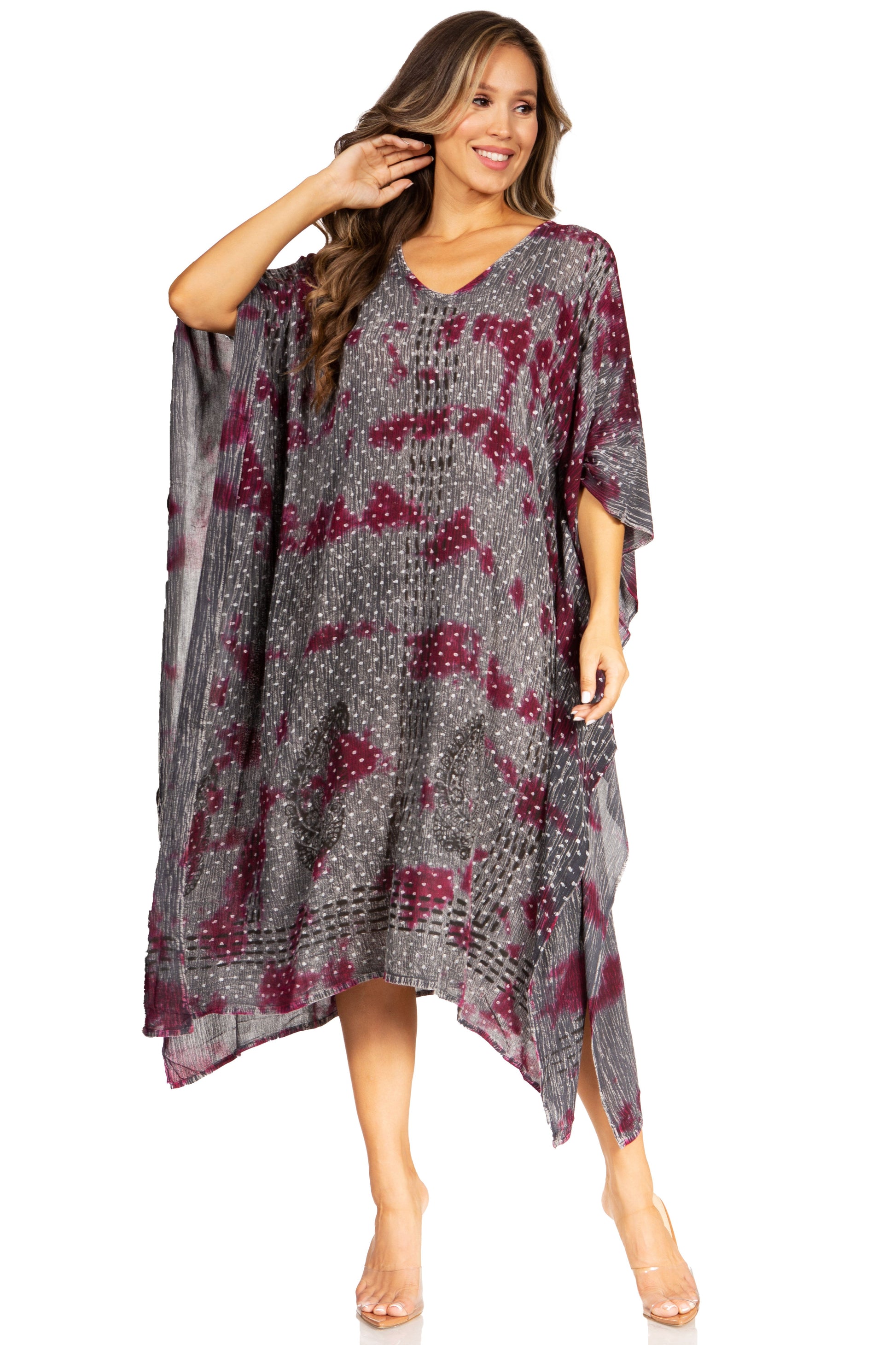 Sakkas Clementine Third Women's Tie Dye Caftan Dress/Cover Up Beach Kaftan Summer - Concordia Style Boutique