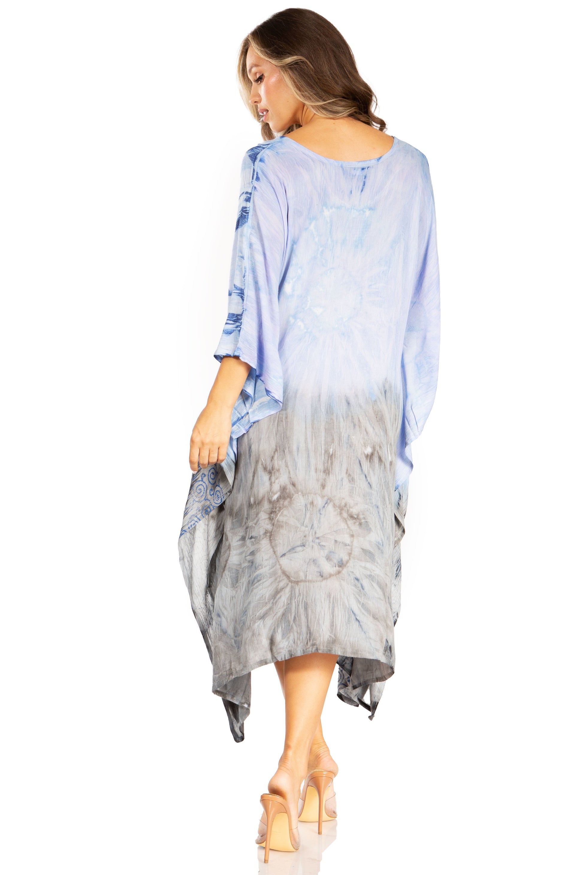 Sakkas Clementine Third Women's Tie Dye Caftan Dress/Cover Up Beach Kaftan Summer - Concordia Style Boutique