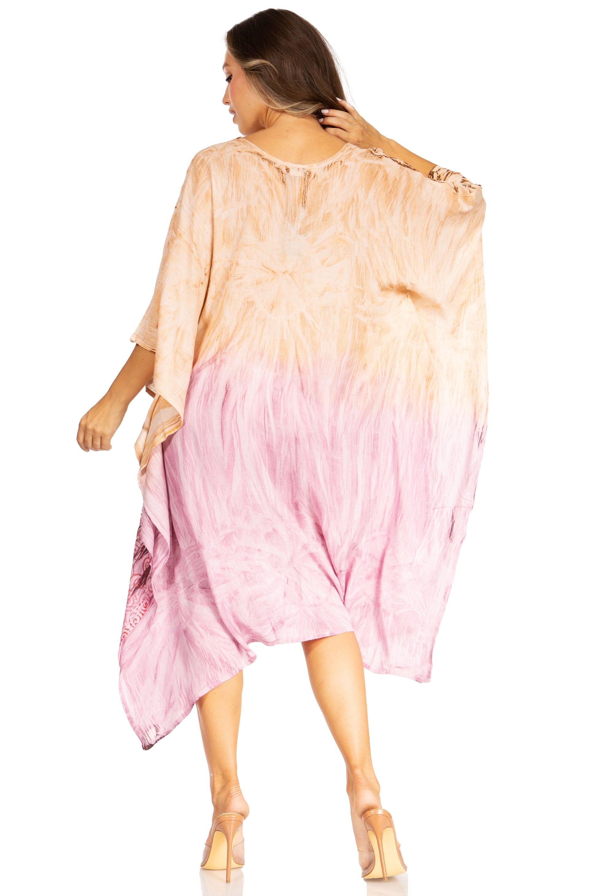 Sakkas Clementine Third Women's Tie Dye Caftan Dress/Cover Up Beach Kaftan Summer - Concordia Style Boutique