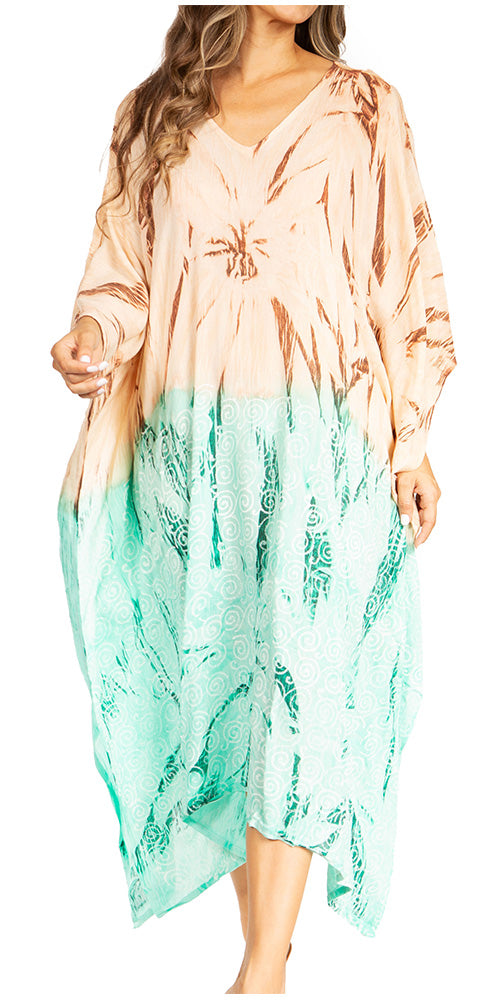 Sakkas Clementine Third Women's Tie Dye Caftan Dress/Cover Up Beach Kaftan Summer - Concordia Style Boutique