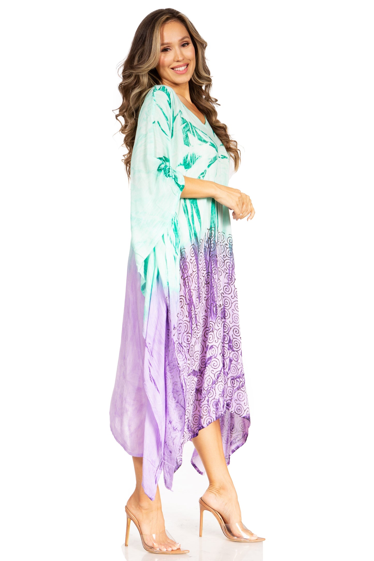 Sakkas Clementine Third Women's Tie Dye Caftan Dress/Cover Up Beach Kaftan Summer - Concordia Style Boutique