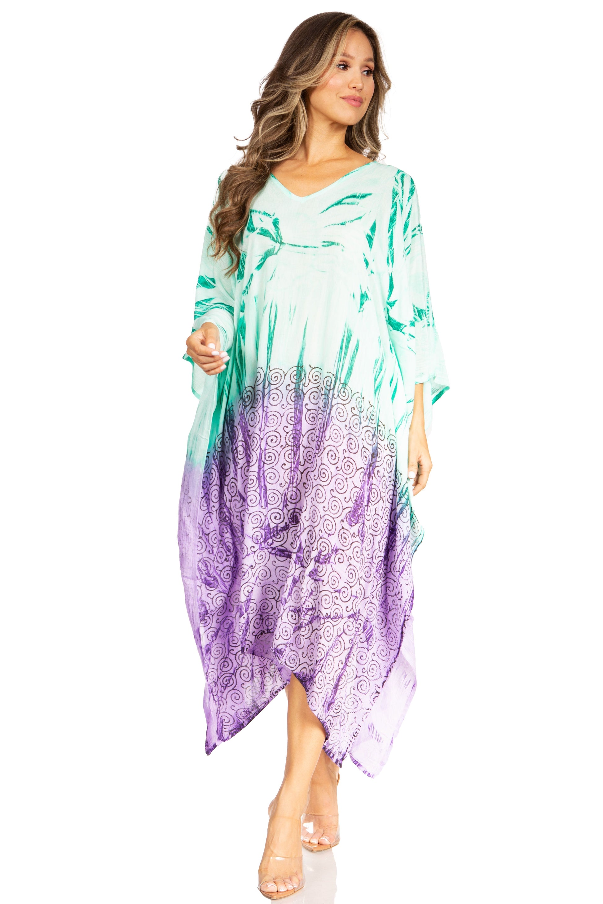 Sakkas Clementine Third Women's Tie Dye Caftan Dress/Cover Up Beach Kaftan Summer - Concordia Style Boutique