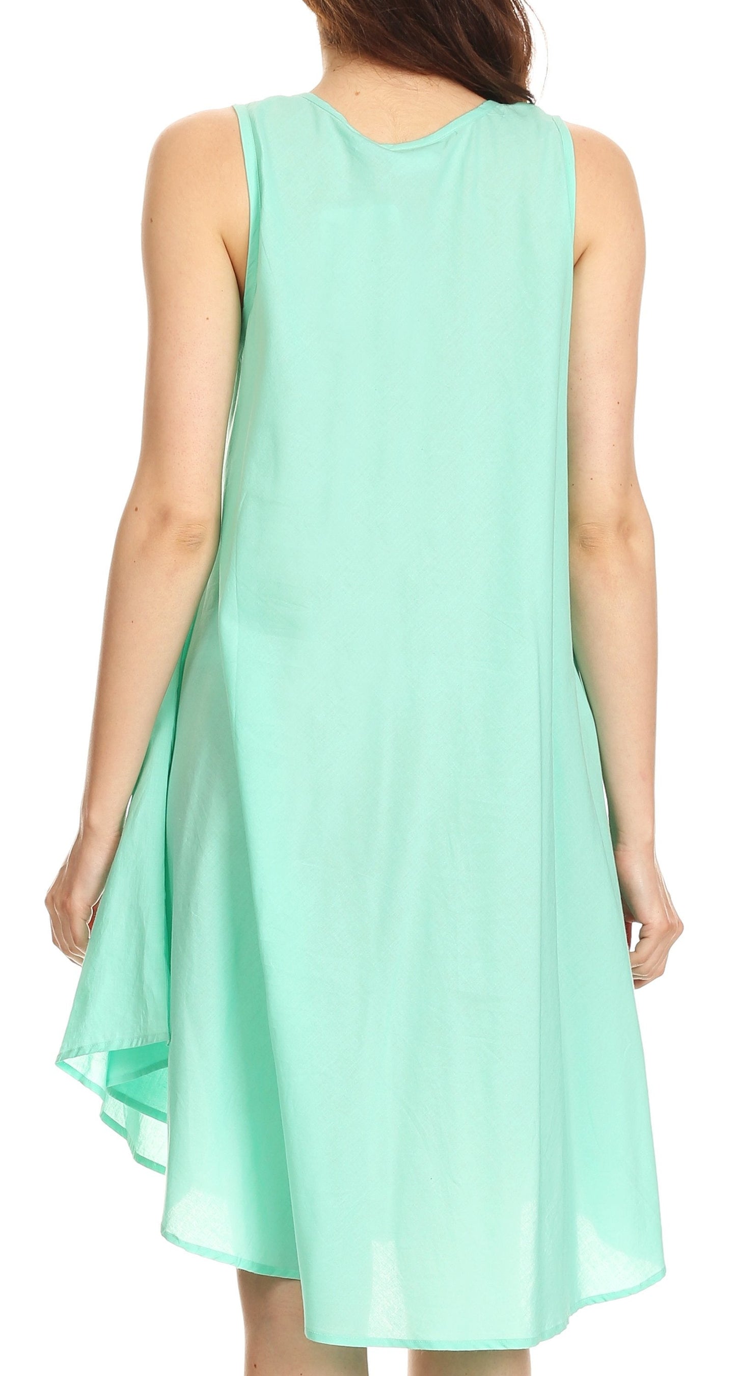 Sakkas Lina Mid Length Casual Summer Tent Swing Sleeveless Dress With Pockets - Concordia Style Boutique