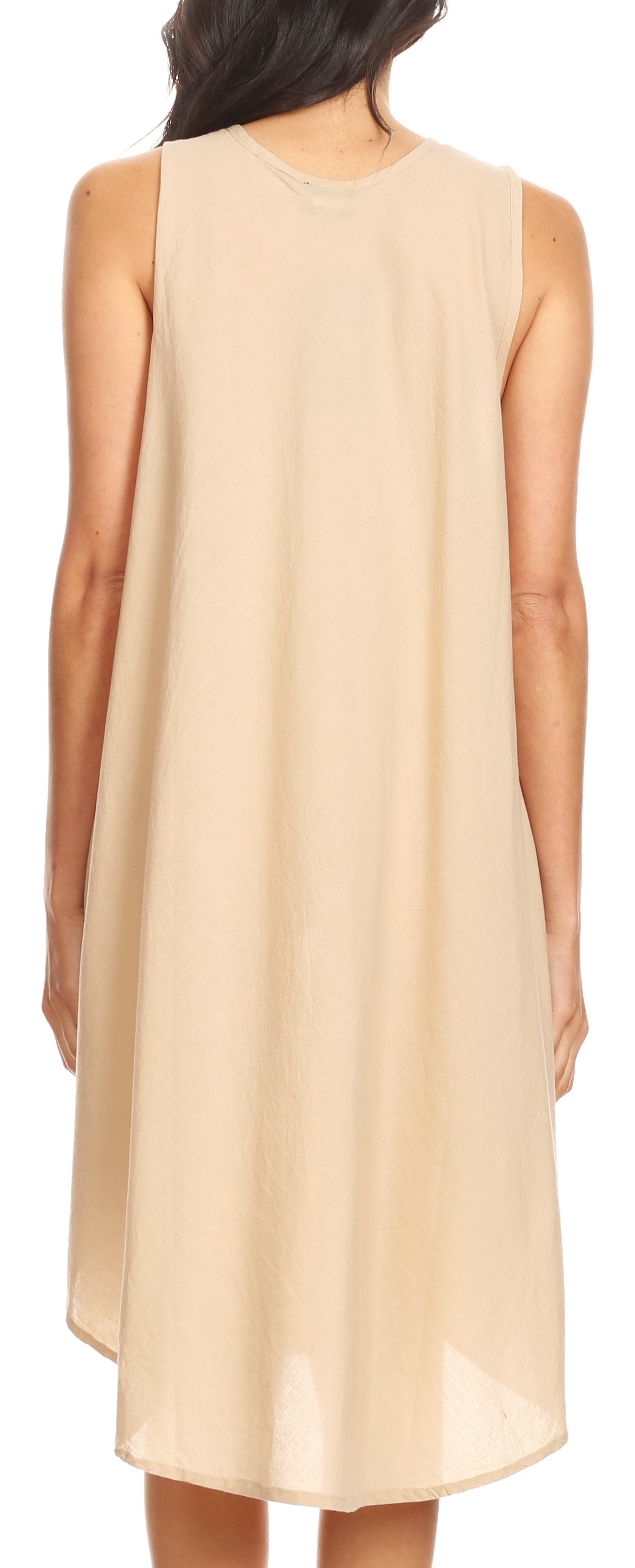 Sakkas Lina Mid Length Casual Summer Tent Swing Sleeveless Dress With Pockets - Concordia Style Boutique