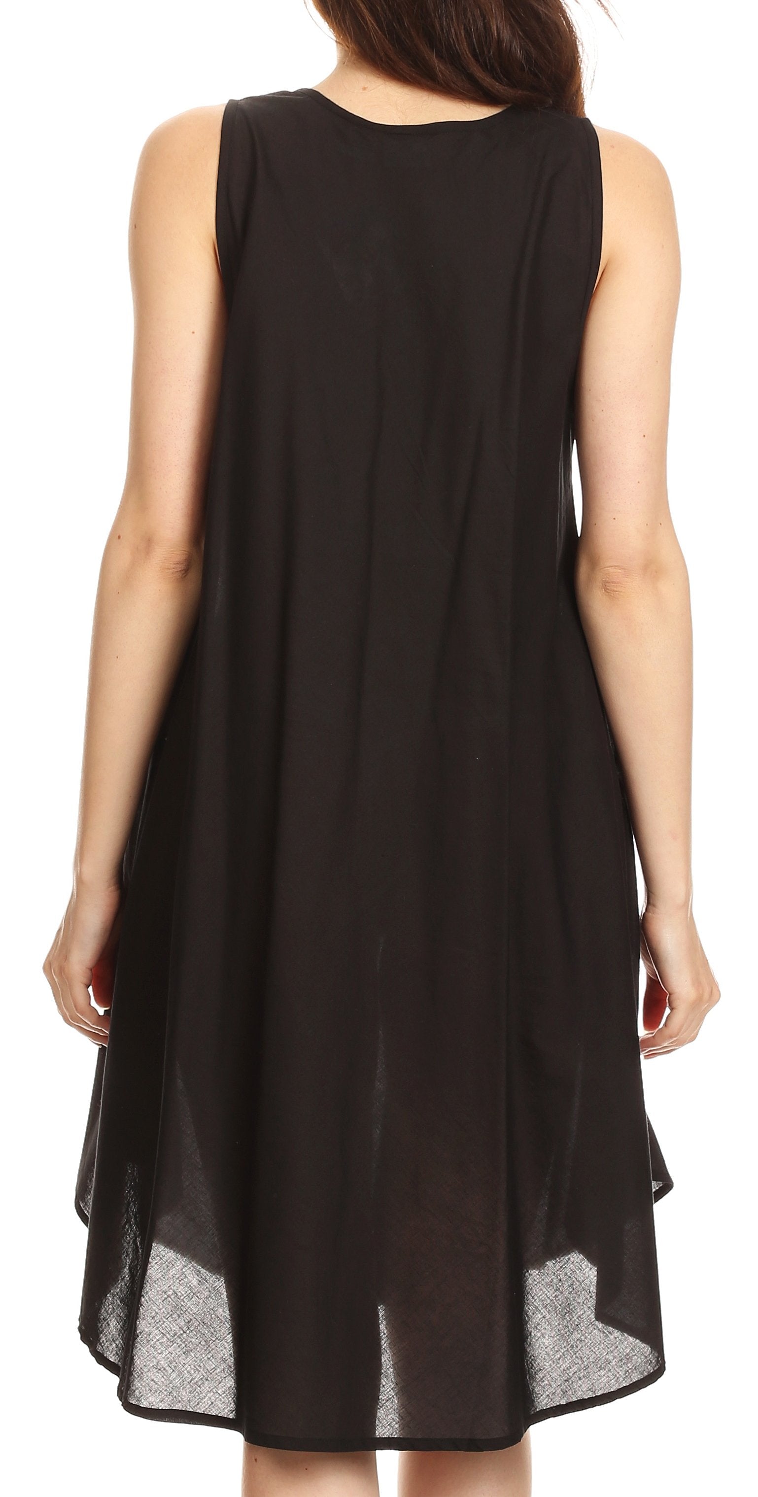 Sakkas Lina Mid Length Casual Summer Tent Swing Sleeveless Dress With Pockets - Concordia Style Boutique