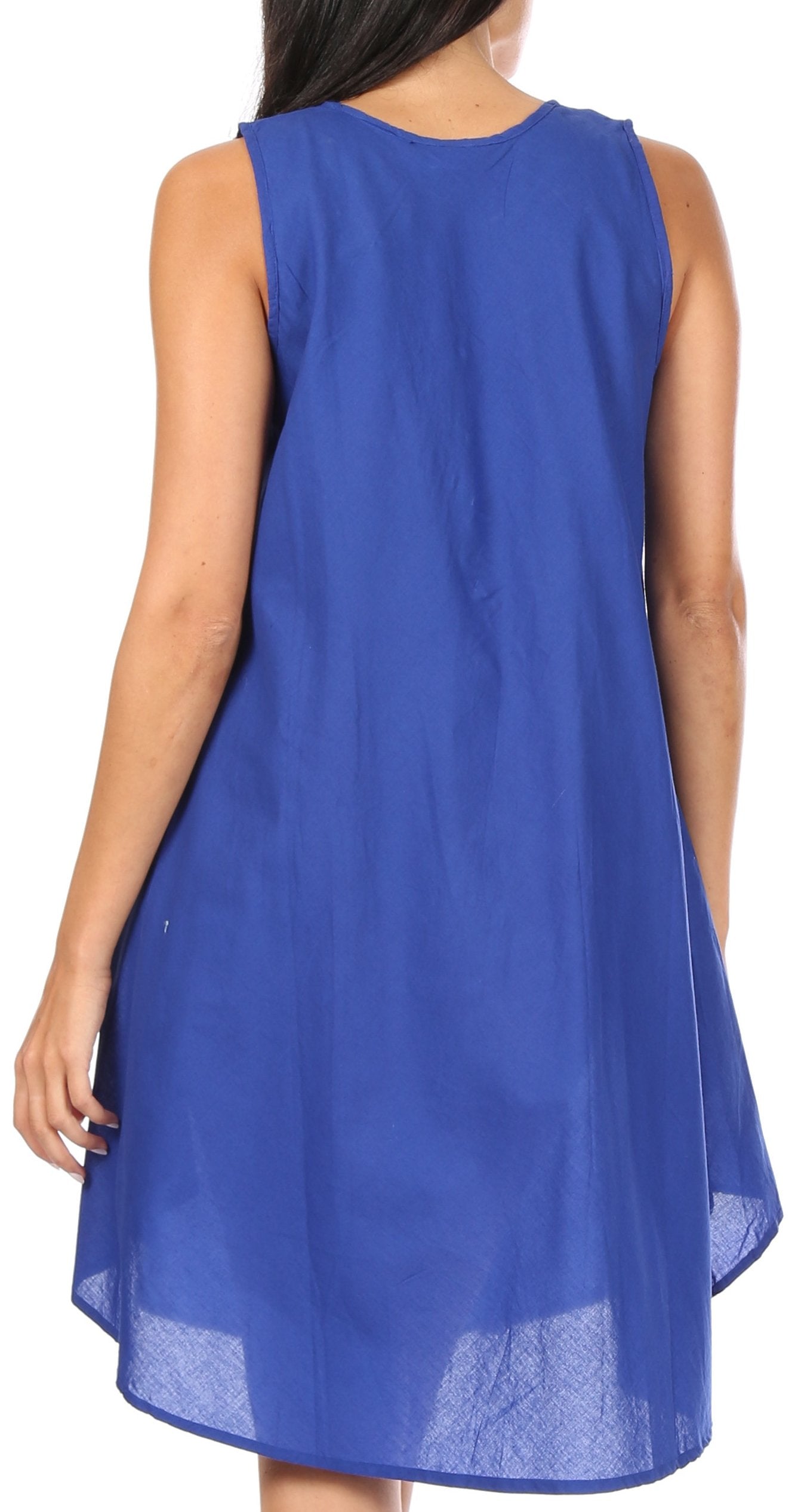 Sakkas Lina Mid Length Casual Summer Tent Swing Sleeveless Dress With Pockets - Concordia Style Boutique