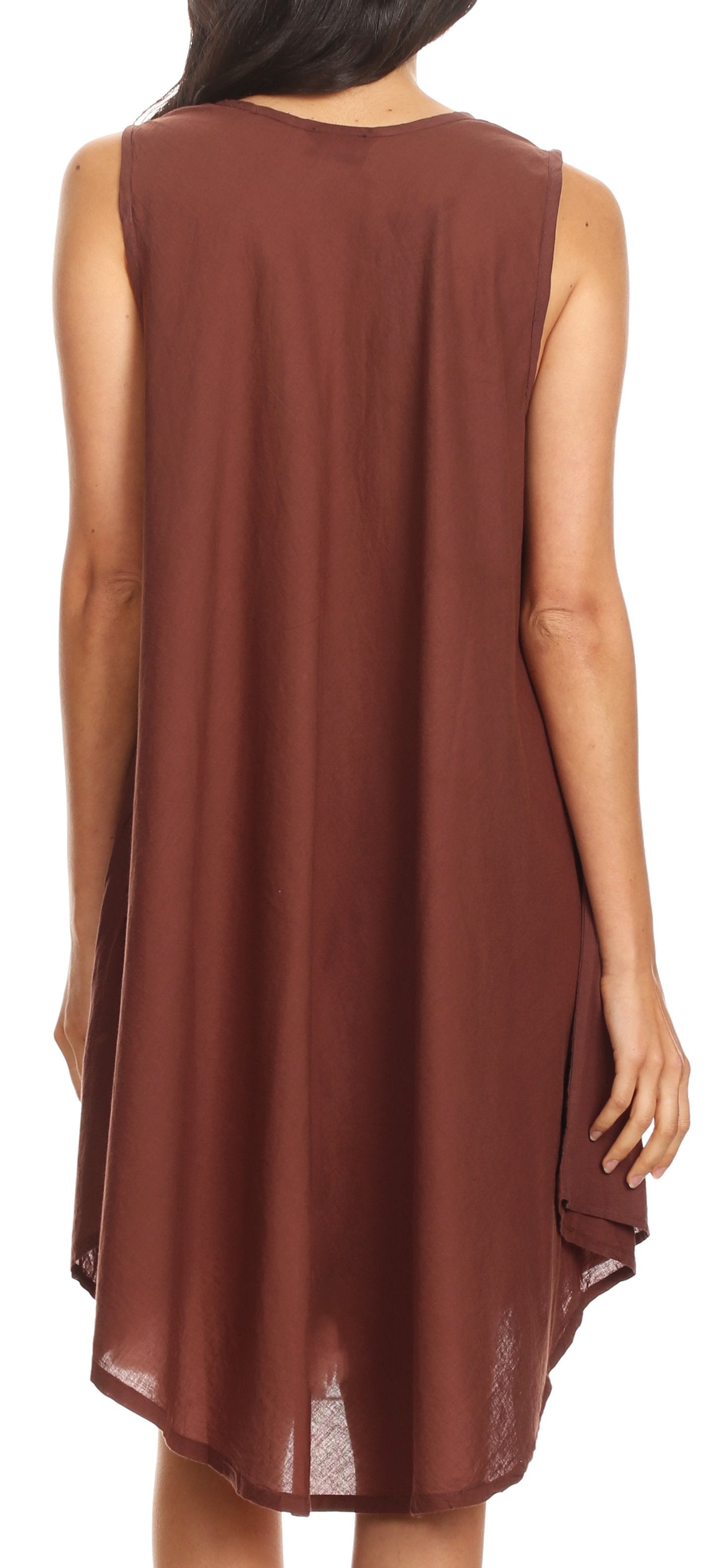 Sakkas Lina Mid Length Casual Summer Tent Swing Sleeveless Dress With Pockets - Concordia Style Boutique
