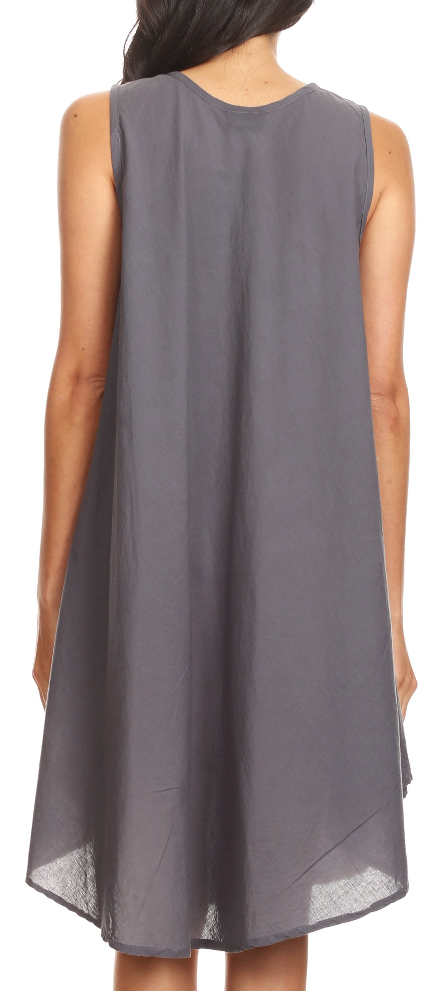 Sakkas Lina Mid Length Casual Summer Tent Swing Sleeveless Dress With Pockets - Concordia Style Boutique