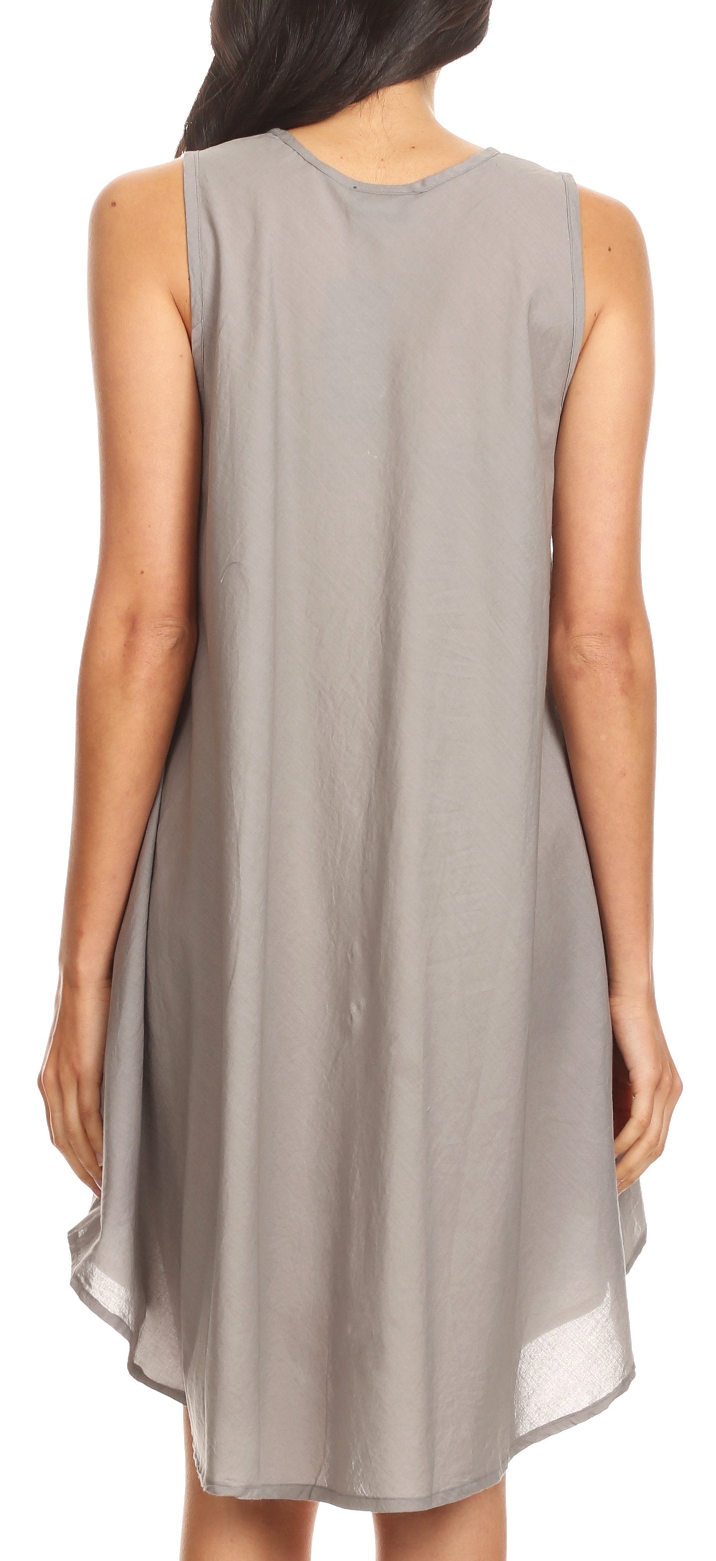 Sakkas Lina Mid Length Casual Summer Tent Swing Sleeveless Dress With Pockets - Concordia Style Boutique