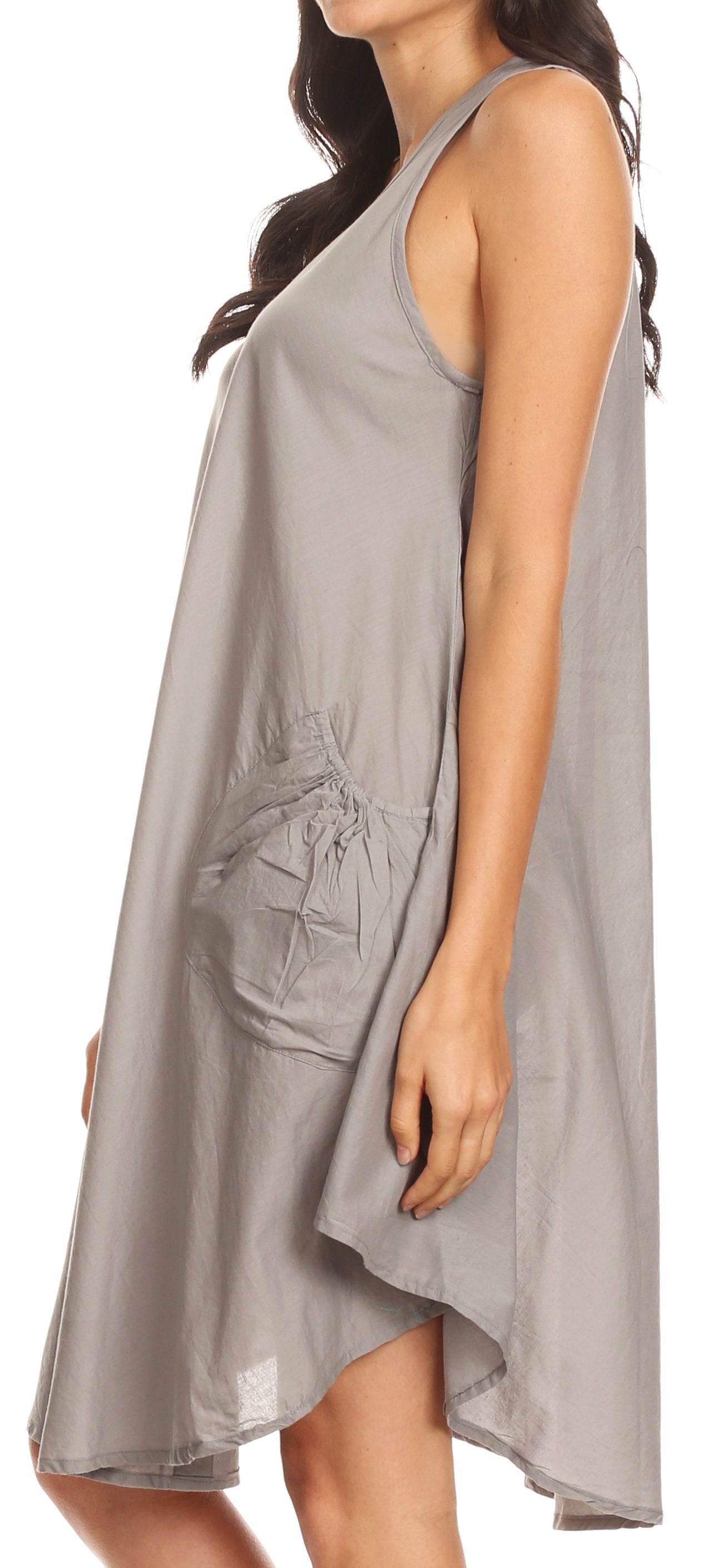Sakkas Lina Mid Length Casual Summer Tent Swing Sleeveless Dress With Pockets - Concordia Style Boutique