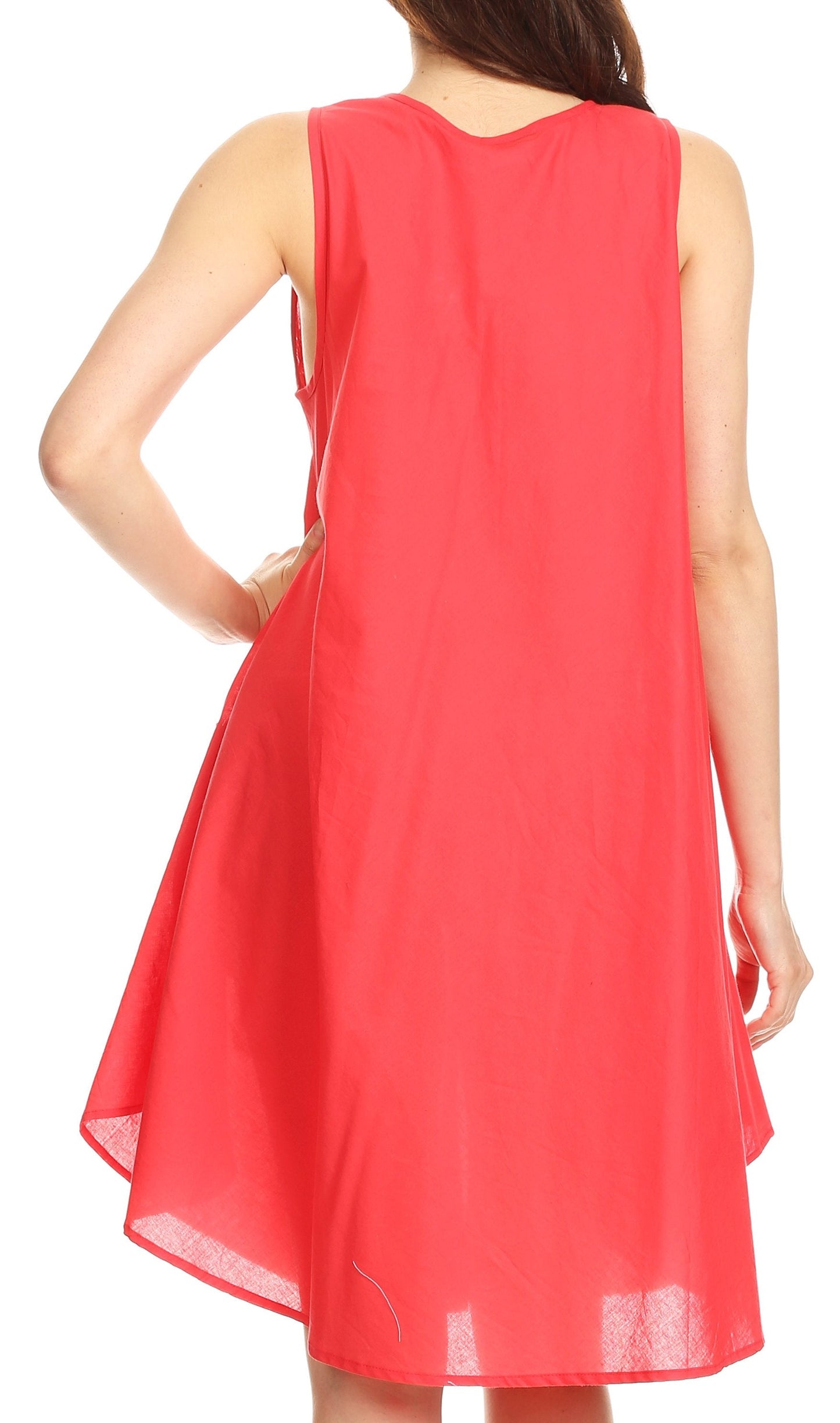 Sakkas Lina Mid Length Casual Summer Tent Swing Sleeveless Dress With Pockets - Concordia Style Boutique