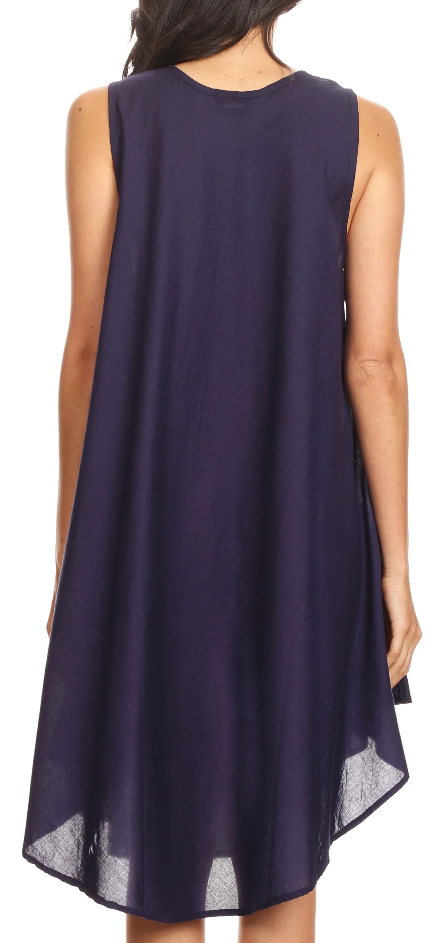 Sakkas Lina Mid Length Casual Summer Tent Swing Sleeveless Dress With Pockets - Concordia Style Boutique