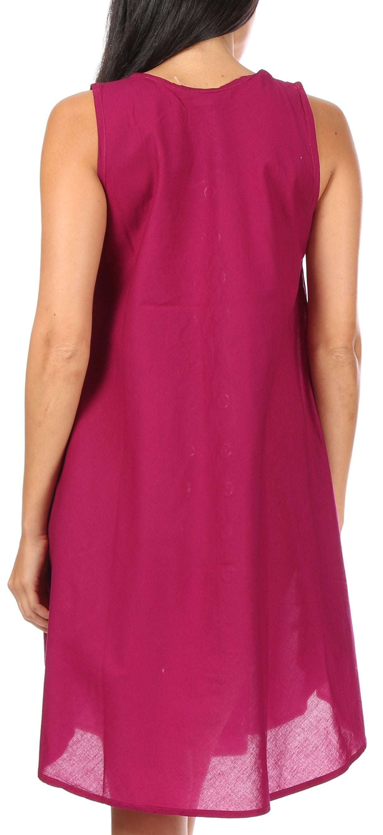 Sakkas Lina Mid Length Casual Summer Tent Swing Sleeveless Dress With Pockets - Concordia Style Boutique