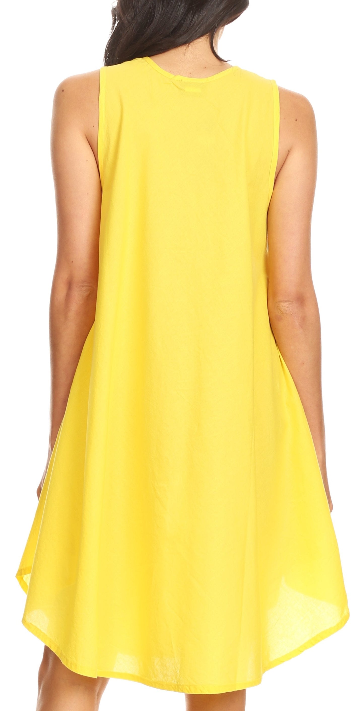 Sakkas Lina Mid Length Casual Summer Tent Swing Sleeveless Dress With Pockets - Concordia Style Boutique