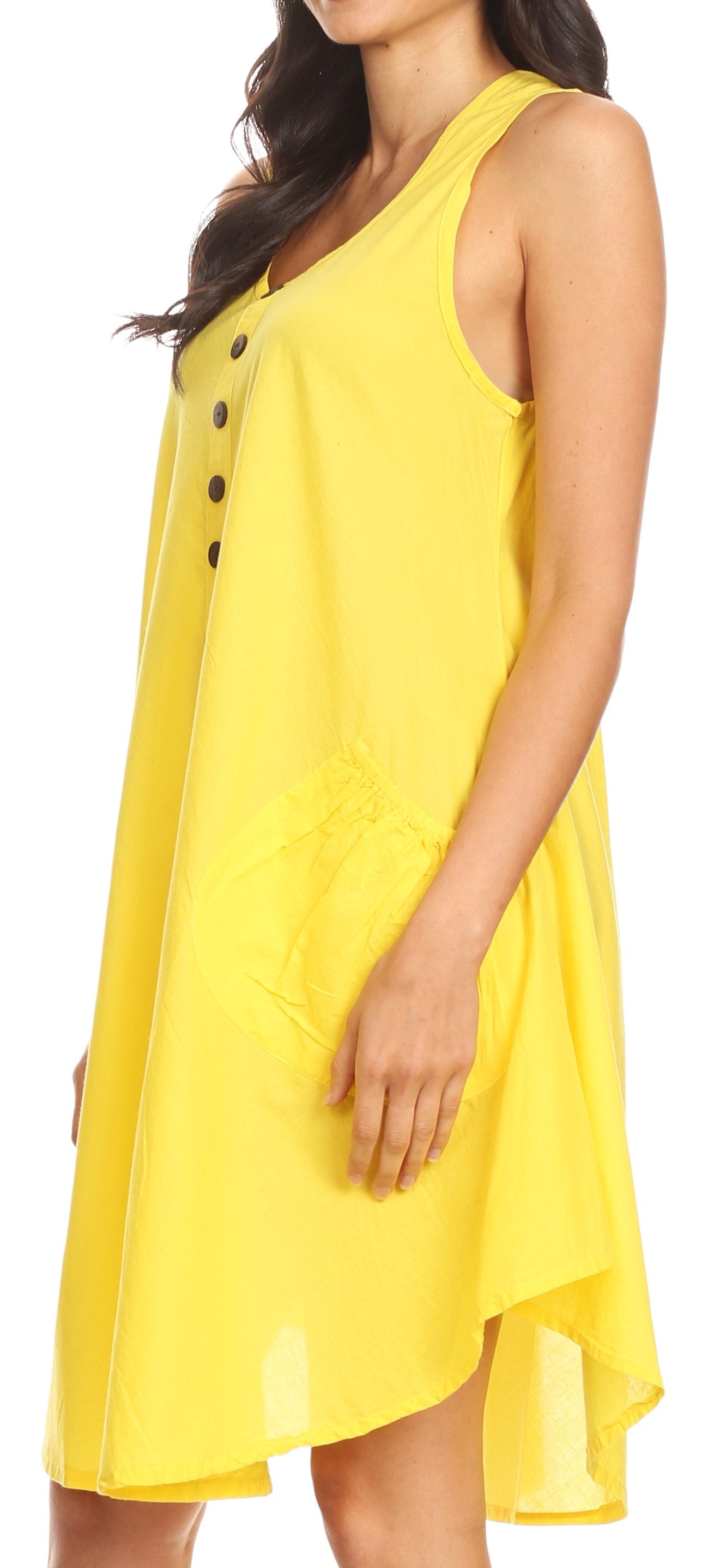 Sakkas Lina Mid Length Casual Summer Tent Swing Sleeveless Dress With Pockets - Concordia Style Boutique